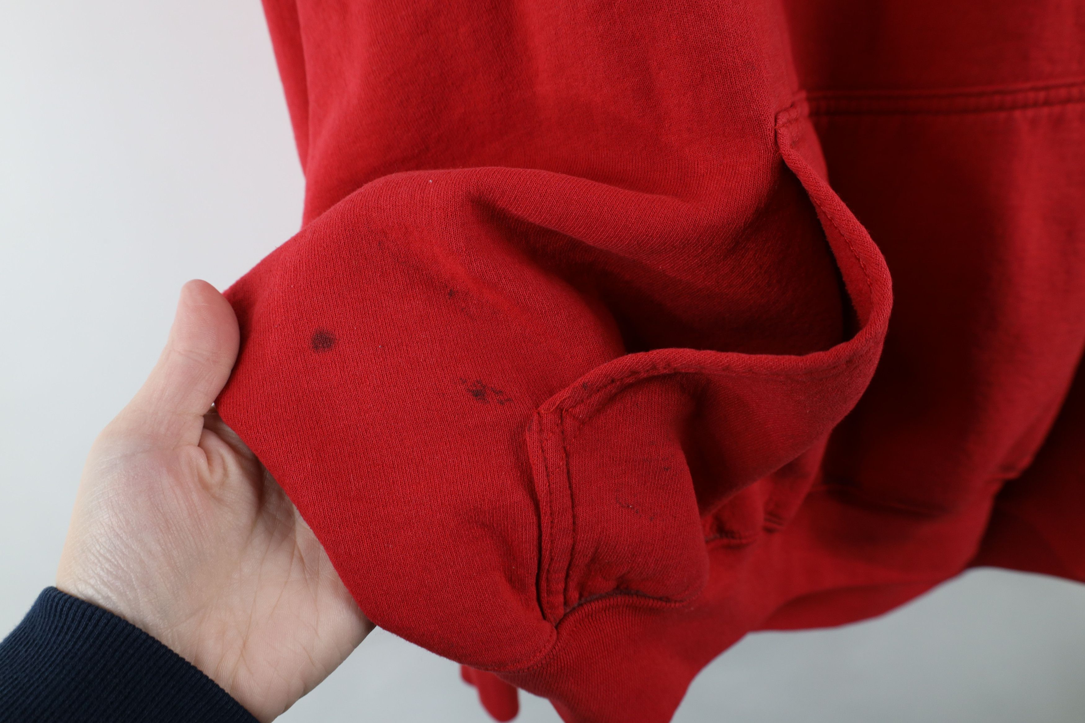 Vintage Vintage 90s Streetwear Thrashed Blank Hoodie Sweatshirt Red Size US XXL / EU 58 / 5 - 11 Thumbnail