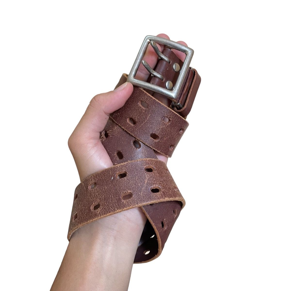 Japanese Brand × Leather × Vintage Vintage Tactical Distressed Leather Belt Size ONE SIZE - 6 Thumbnail