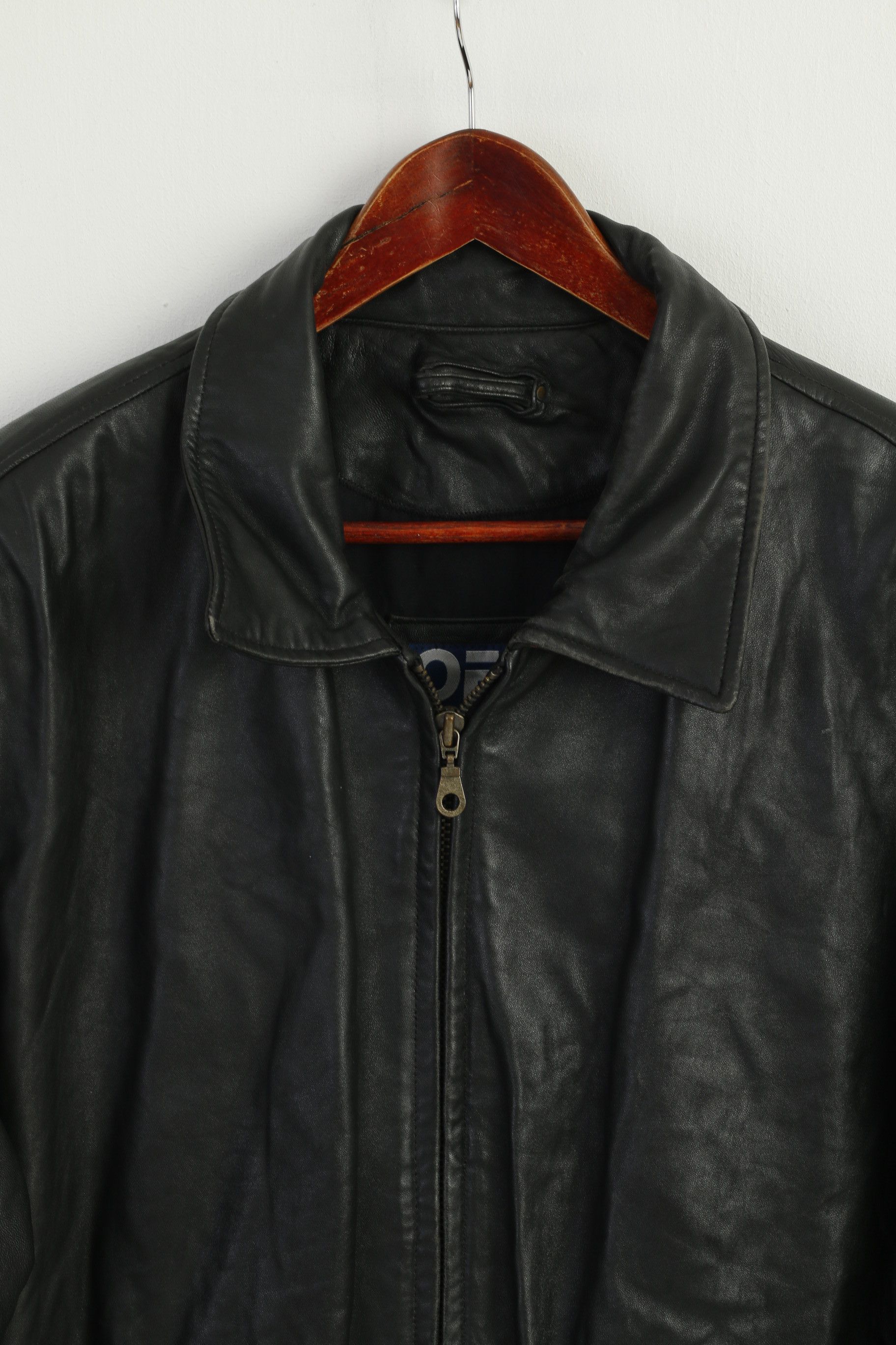 Vintage Offset Wear Men L Jacket Black Leather Soft Pilot 0496 Size US L / EU 52-54 / 3 - 3 Thumbnail