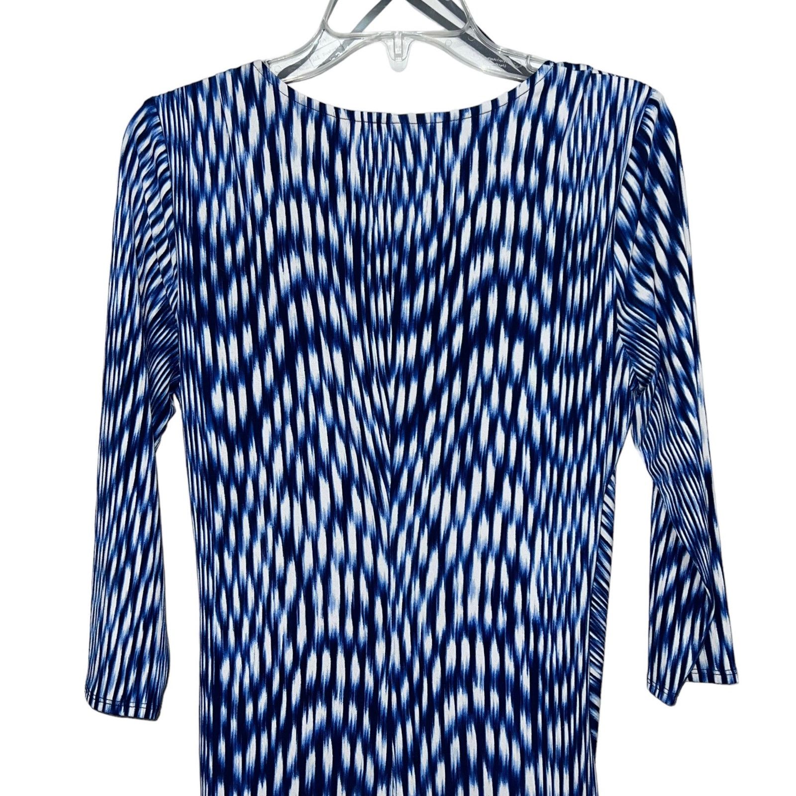 Other Laundry by Design Black Blue Print Faux Wrap Dress 10 Size L / US 10 / IT 46 - 7 Thumbnail