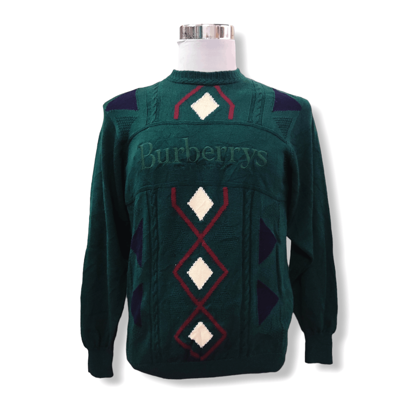 Aran Isles Knitwear × Burberry Vintage BURBERRYS LONDON Knit Merino Wool Sweater Size US M / EU 48-50 / 2 - 1 Thumbnail