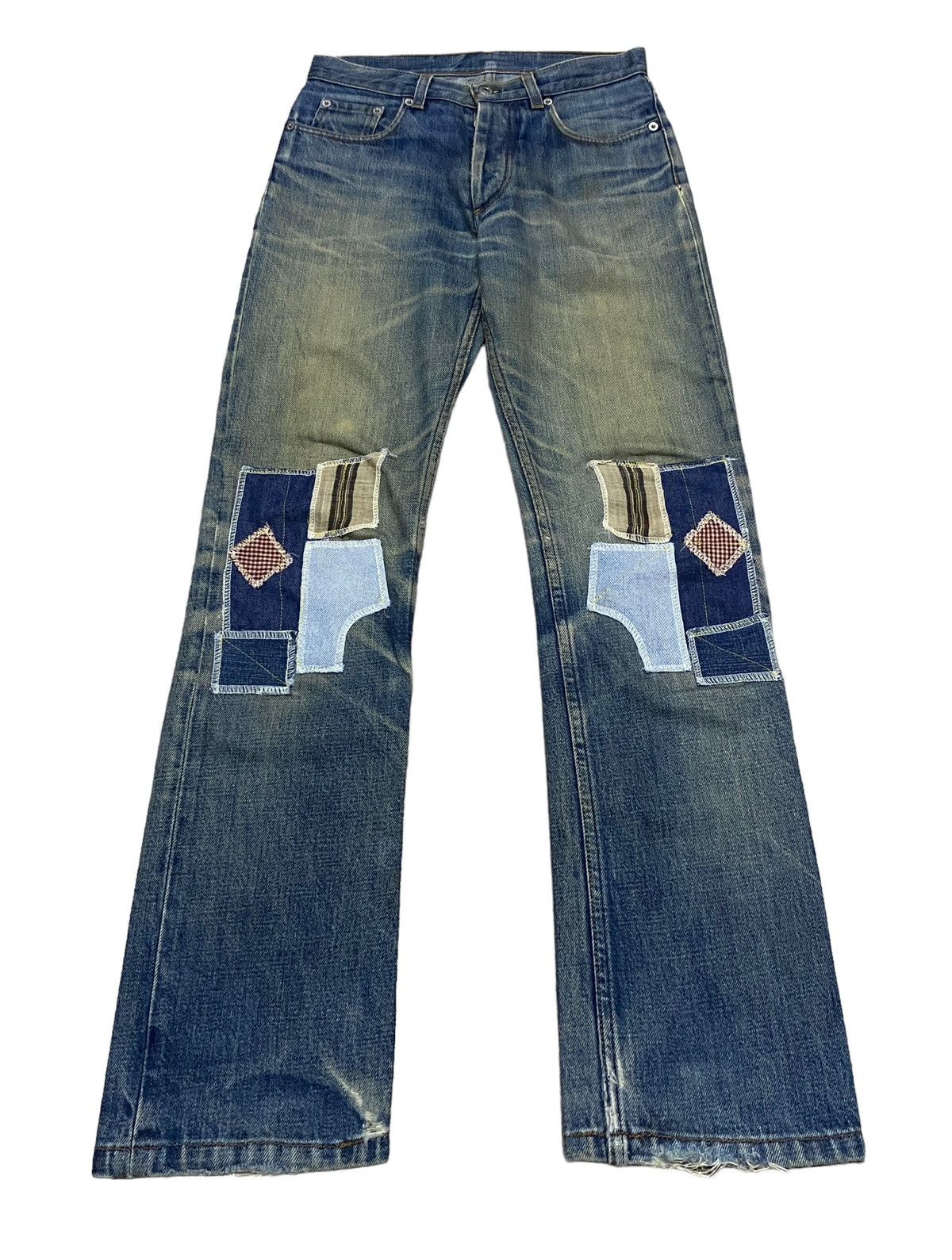 Helmut Lang Rare Design Vintage Brand Helmut Lang Patchwork Jeans 1990s Size US 26 / EU 42 - 1 Thumbnail