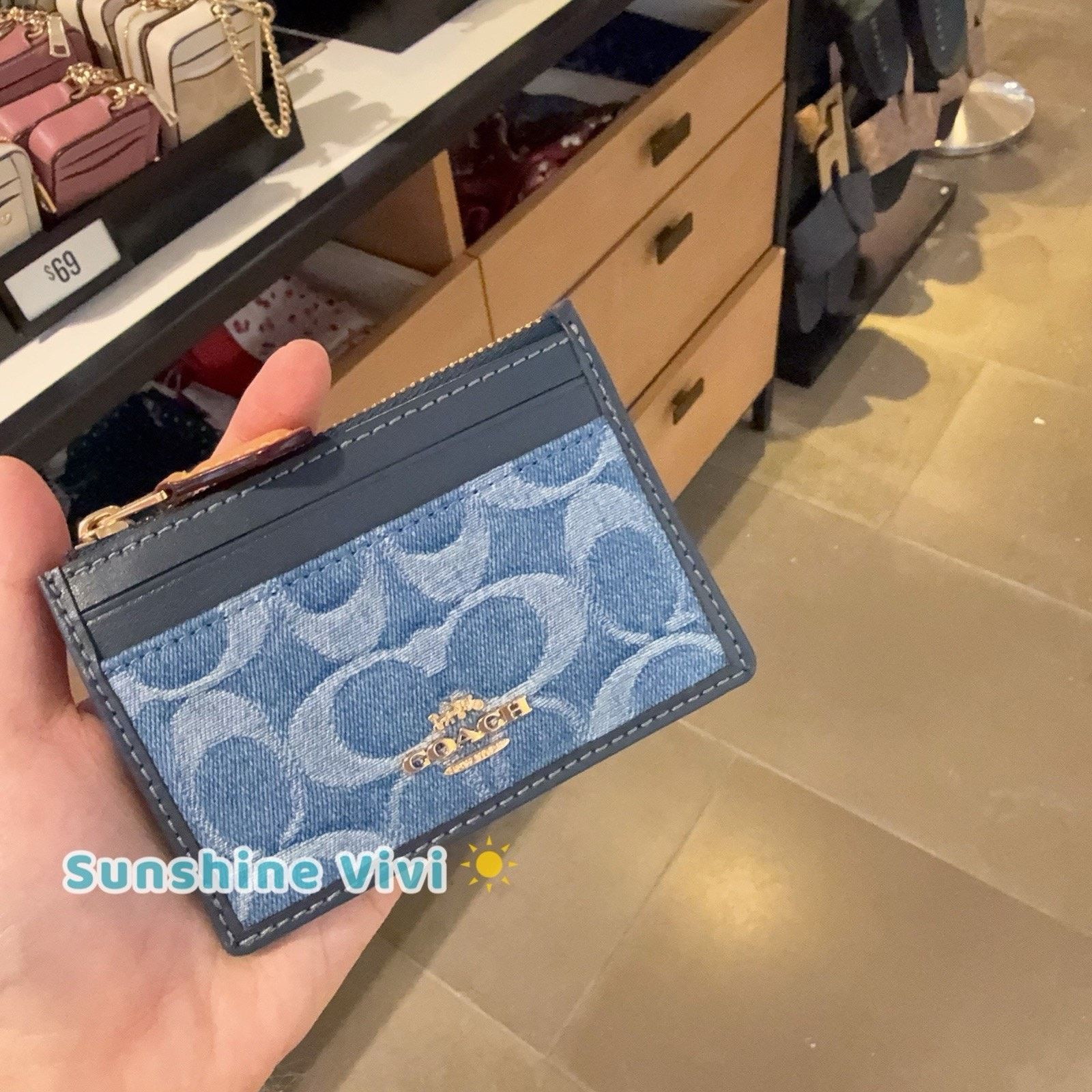 Coach NWT Coach Mini Skinny Id Case Denim CDF94 denim/Gold/Indigo Size ONE SIZE - 2 Thumbnail