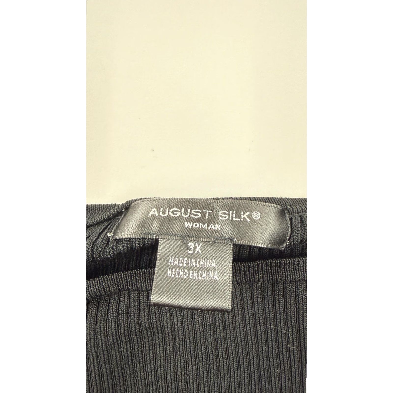 Vintage VINTAGE August Silk Shirt Womens 3XL Black Ribbed Short Sleeve Stretch Knit Top Size XXL / US 16-18 / IT 52-54 - 2 Thumbnail