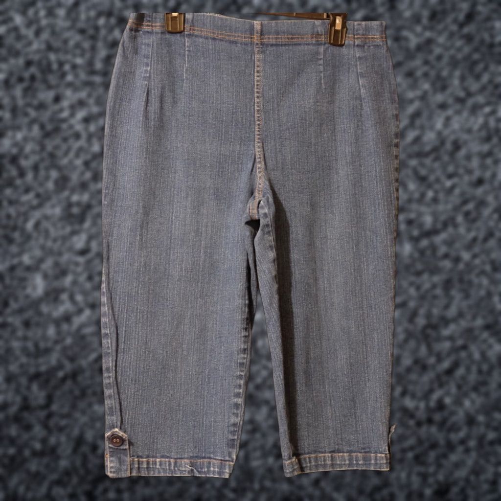 Vintage White Stag Jeans Capri Denim Blue Womens XL Regular Stretch Pocketless Casual City USA Preppy 90s? Size 40" / US 18 - 1 Thumbnail