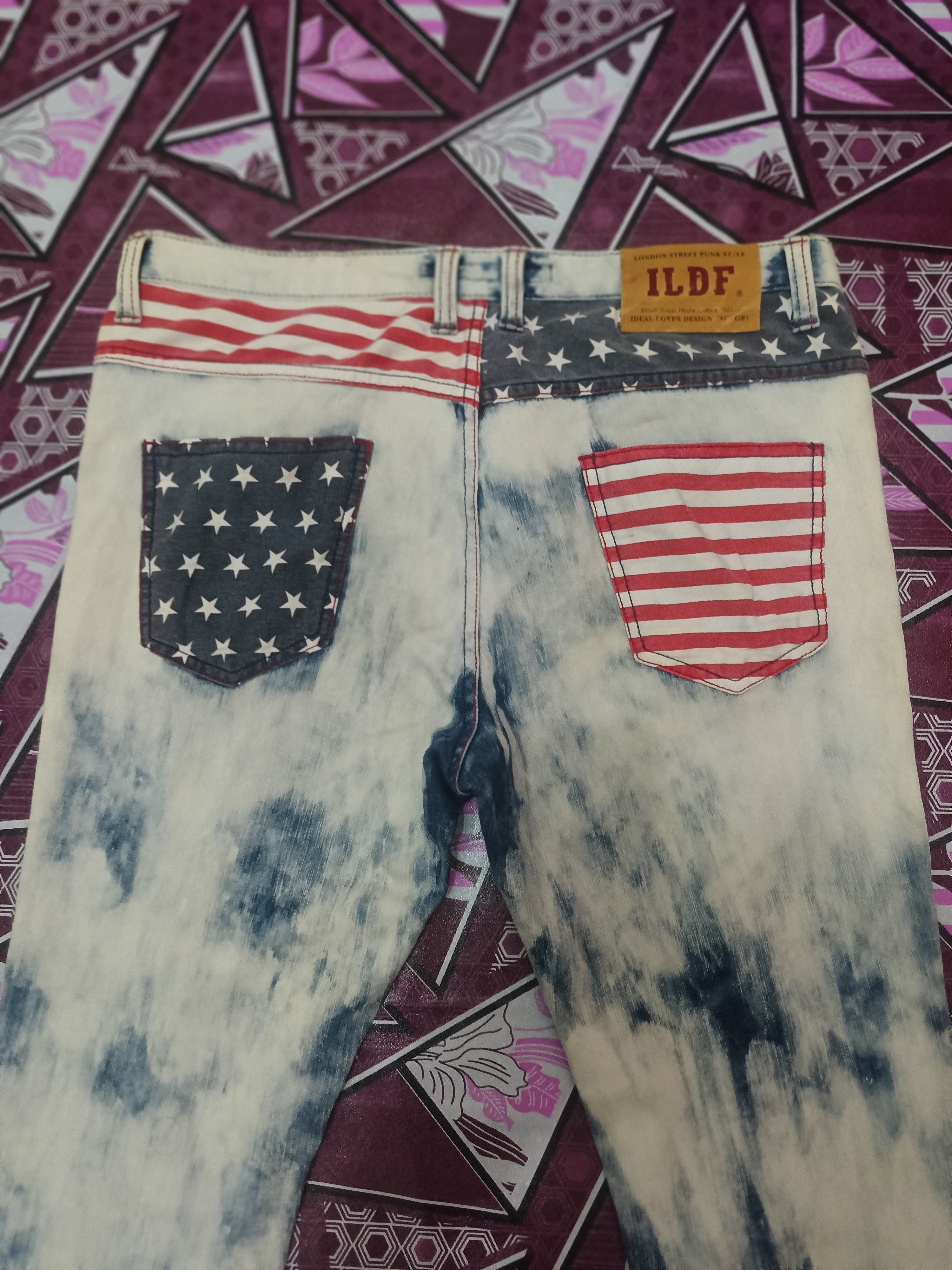 14th Addiction × If Six Was Nine × Japanese Brand ILDF street makes it punk Acid wash jeans USA flag Size US 33 - 12 Thumbnail