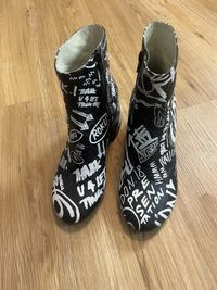 MM6 Leather Boots monogram all over written
