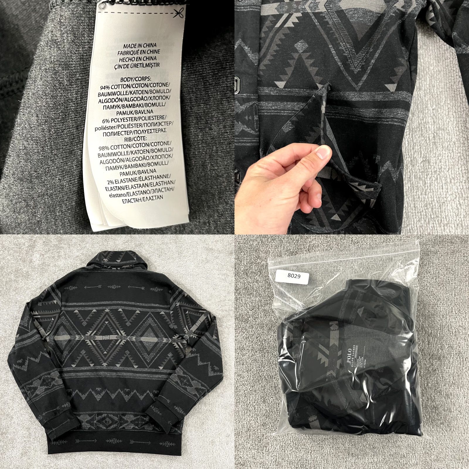 Polo Ralph Lauren POLO RALPH LAUREN Sweater Mens Medium Gray Black Aztec Shawl Performance Shirt Size US M / EU 48-50 / 2 - 8 Thumbnail