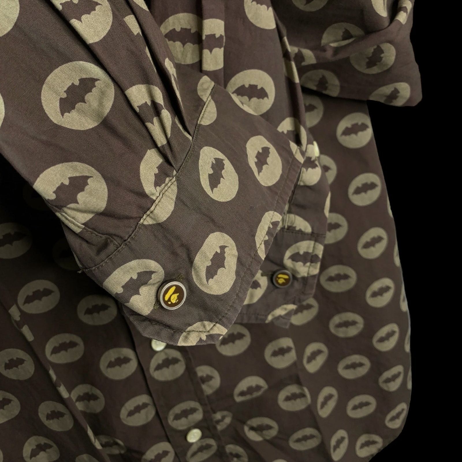 Bape OG Bat Print Long Sleeve Button-Down Shirt (Brown) Size US M / EU 48-50 / 2 - 5 Thumbnail
