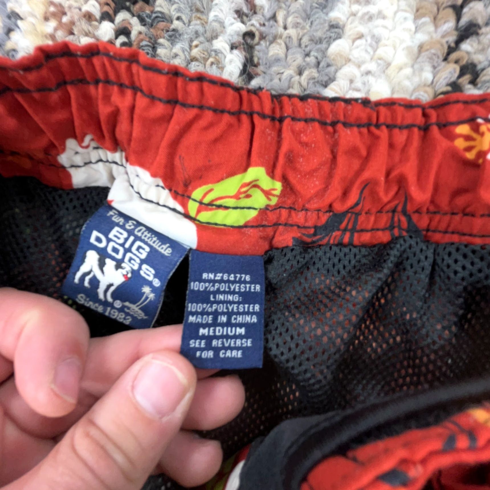 Big Dogs Big Dogs Swim Trunks Men M Red Floral Beach Surfing Trunks Hipster Retro Size US 31 - 6 Thumbnail