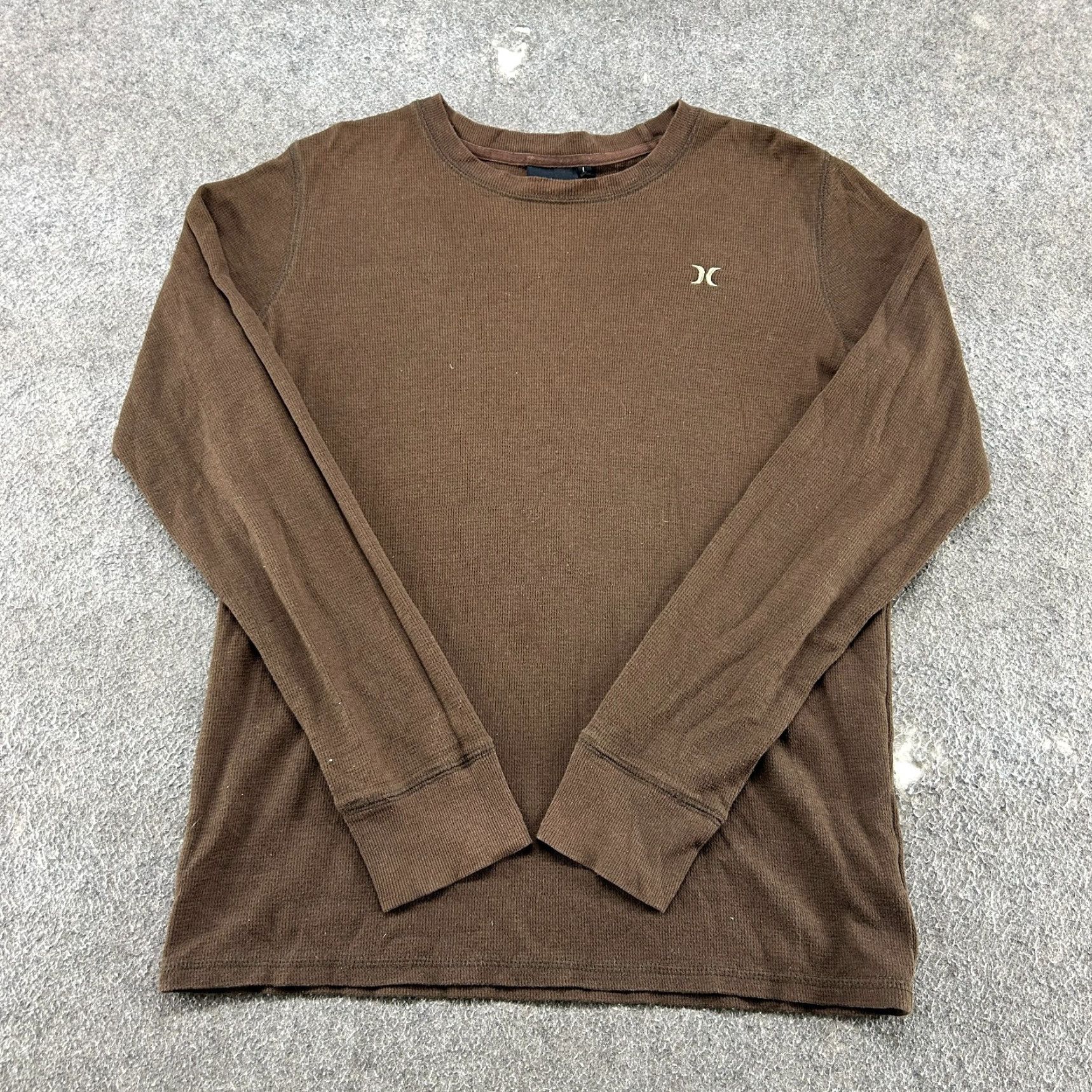 Hurley VINTAGE Hurley Shirt Mens L Brown Long Sleeve Thermal Waffle Knit Cotton Y2K Size US L / EU 52-54 / 3 - 2 Thumbnail