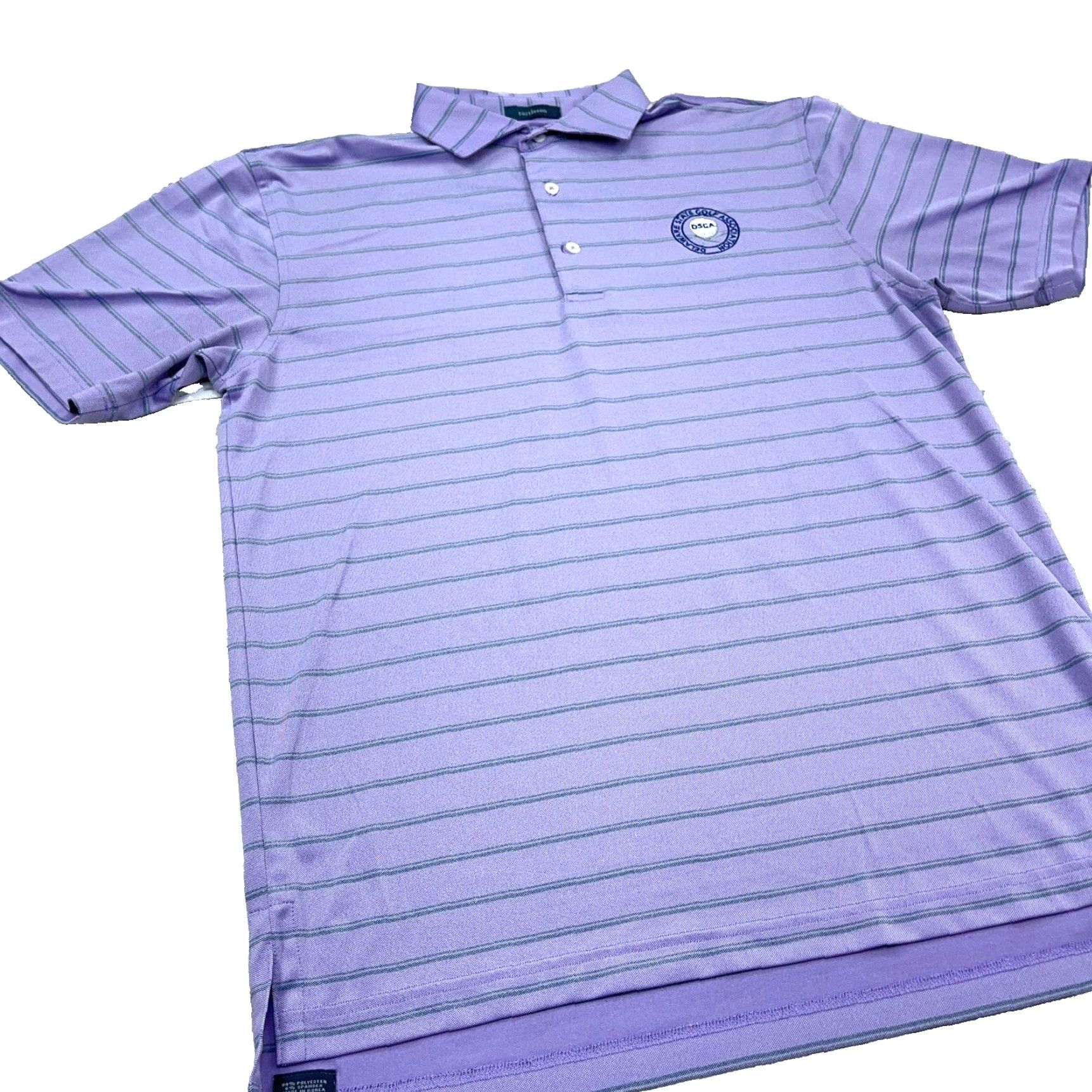 Vintage turtleson Polo Shirt Adult Medium Purple Striped Performance Golf Delaware Size US M / EU 48-50 / 2 - 5 Thumbnail