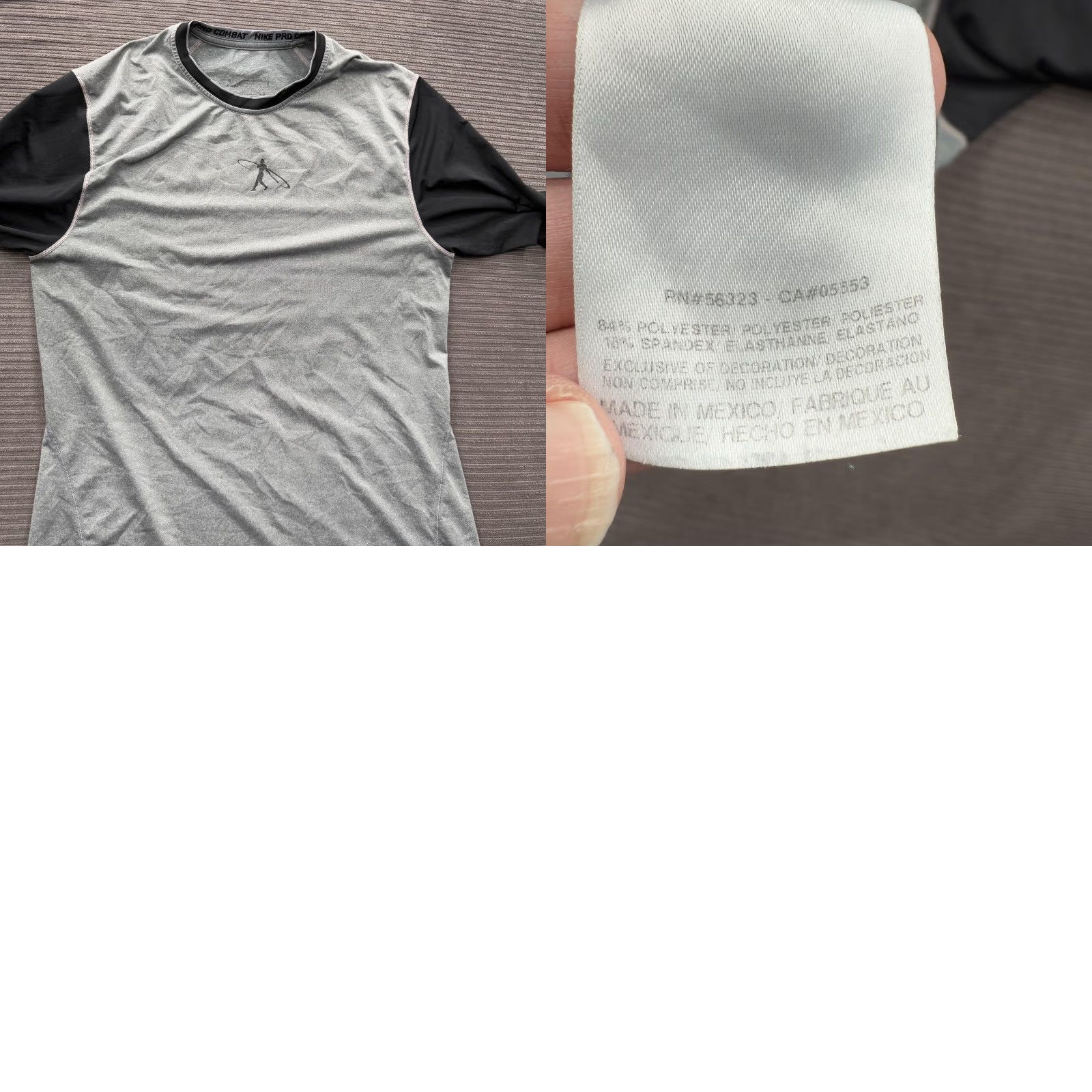 Nike Nike Pro Combat Shirt Mens Medium Gray Black Dri-FIT Long Sleeve Athletic Fitted Size US M / EU 48-50 / 2 - 8 Thumbnail