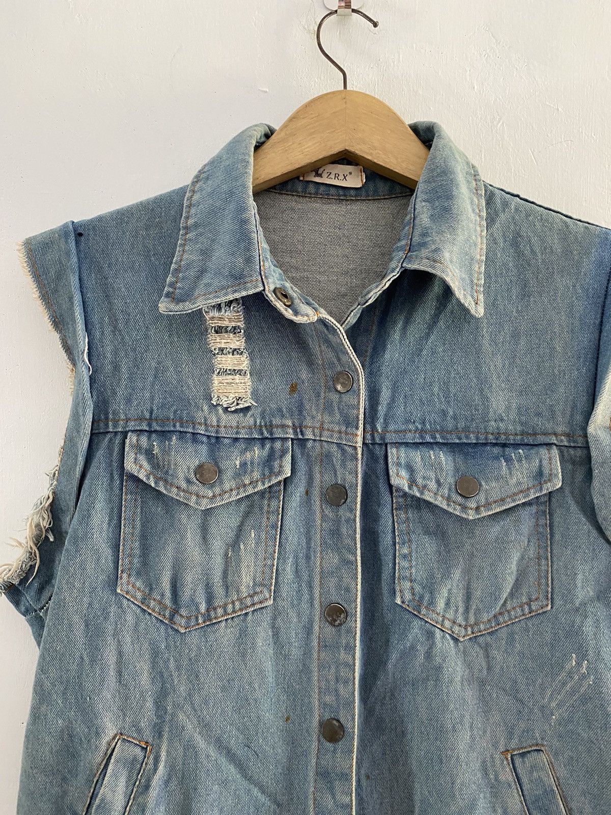 Vintage Distressed denim vest custom Size US M / EU 48-50 / 2 - 4 Thumbnail