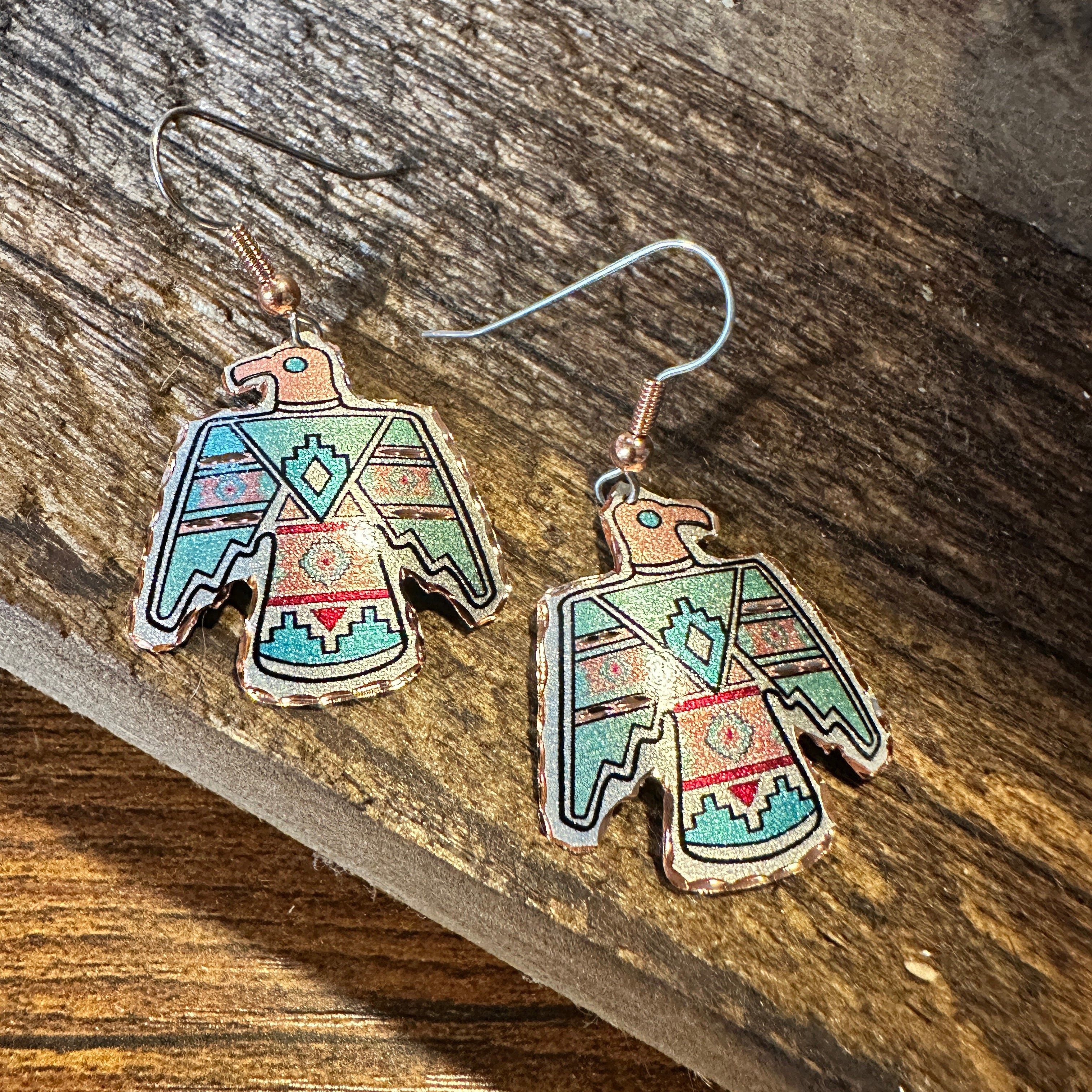 Other Handcrafted Boho Copper Earrings, Southwestern Thunderbird Size ONE SIZE - 6 Thumbnail