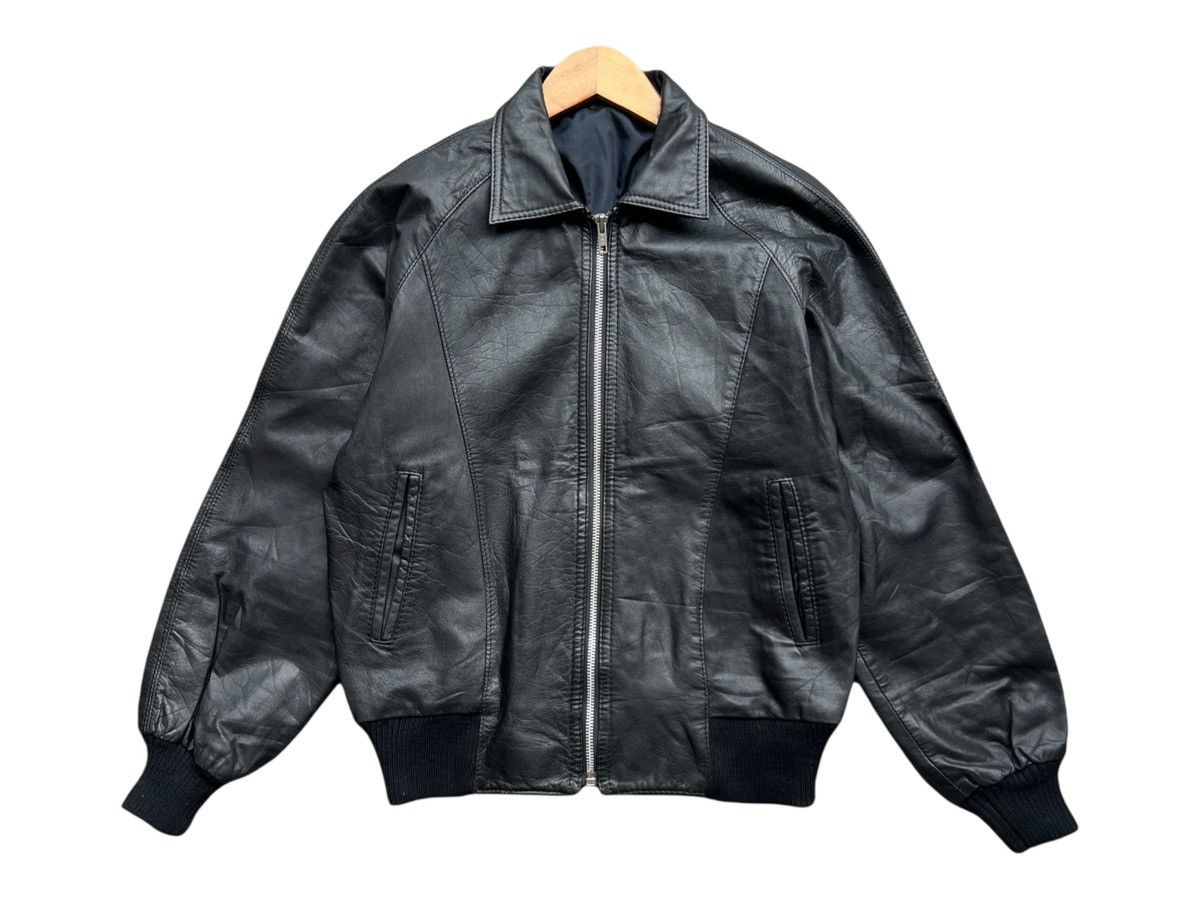Vintage Vintage 80s King Leo Japanese Black Bomber Leather Jacket Size US S / EU 44-46 / 1 - 2 Thumbnail