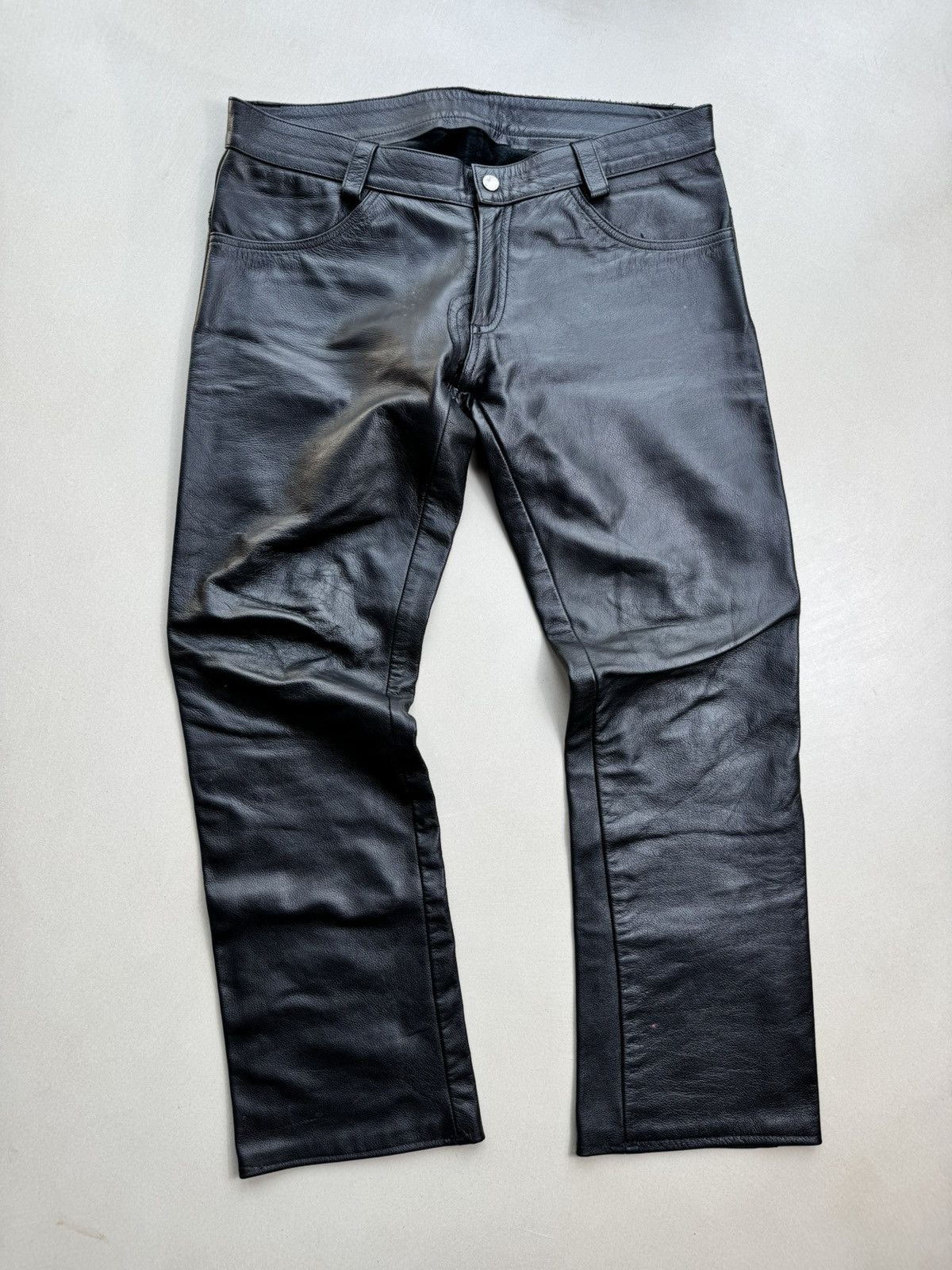 Genuine Real Leather Black Pant Vintage Rock Punk Hype Y2k