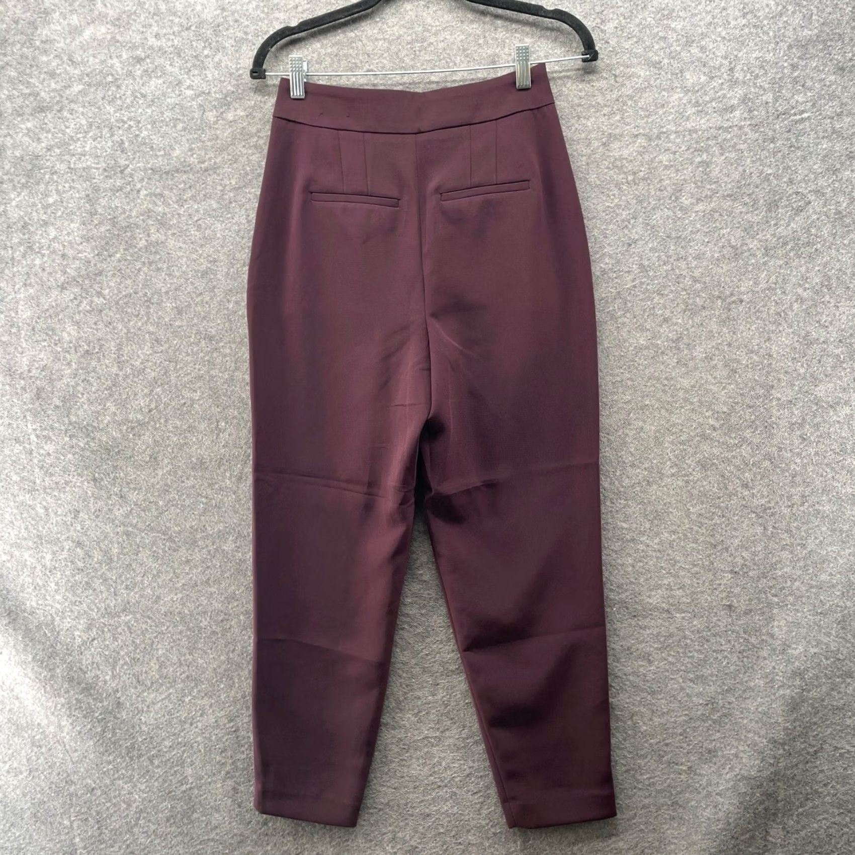 Express VINTAGE Express Ankle Dress Pants Womens 0 Burgundy Pleated Tapered Size 25" / US 0 / IT 36 - 2 Thumbnail