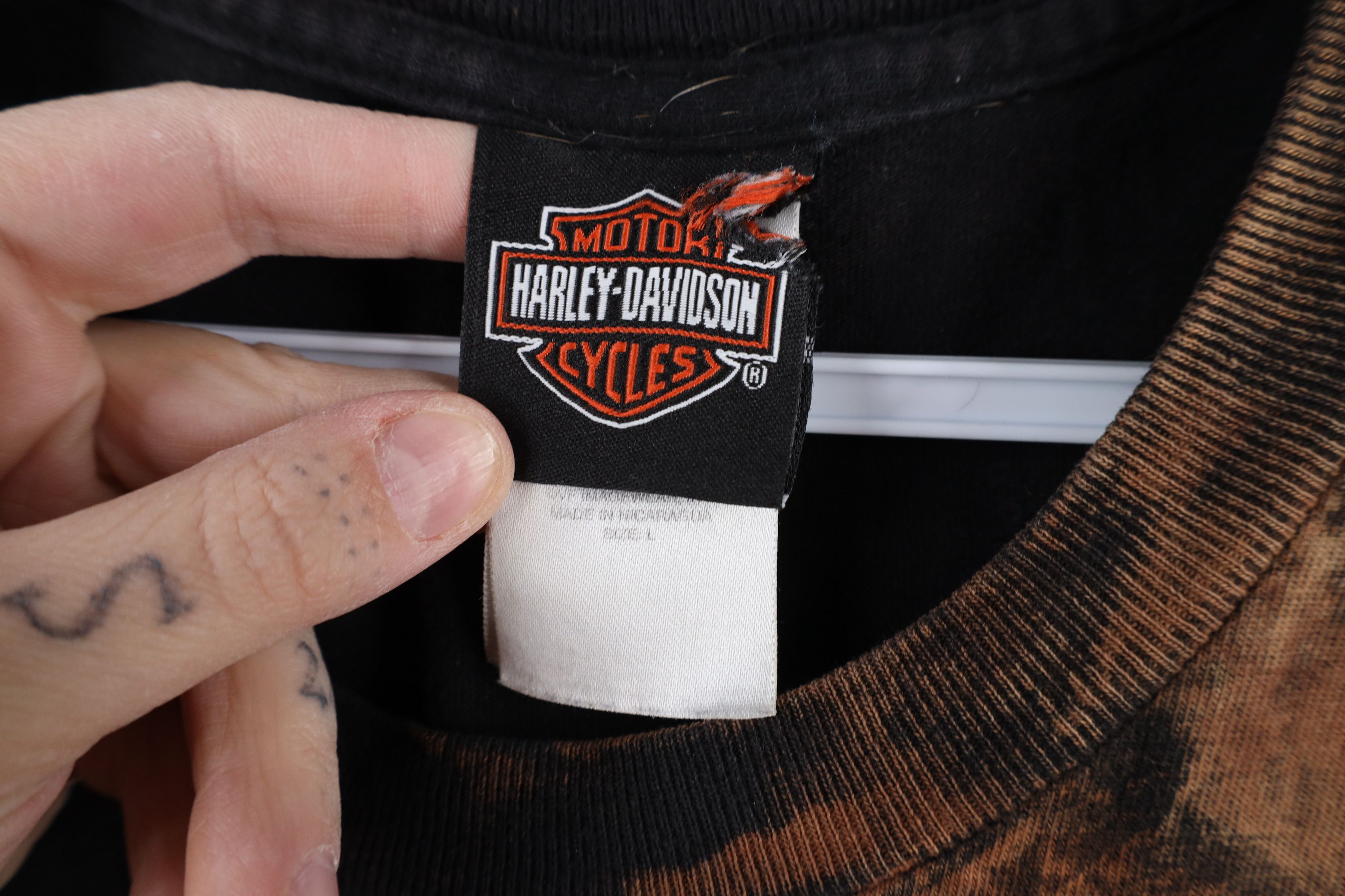 Harley Davidson × Vintage Vintage Y2K Harley Davidson Army Dog Tags Bleached T-Shirt Size US L / EU 52-54 / 3 - 9 Thumbnail