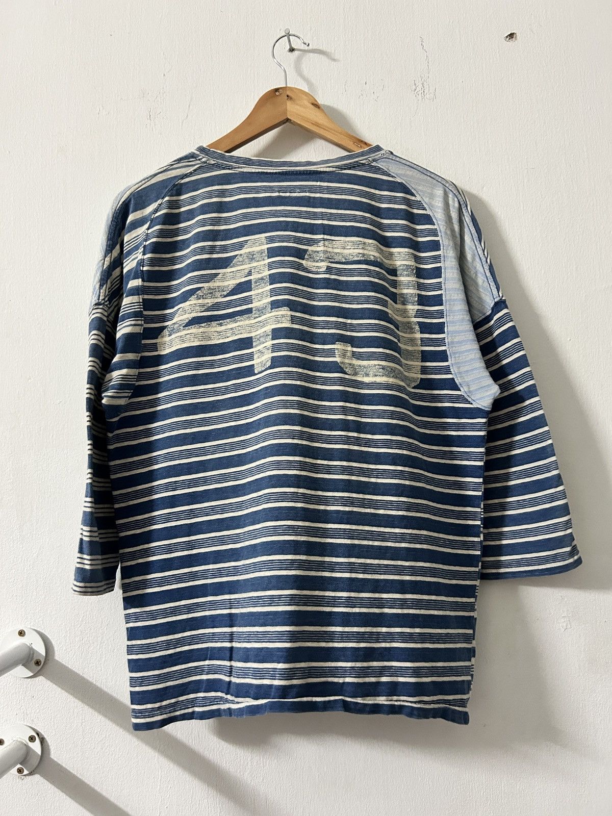 Japanese Brand Kapital 43 Indigo Stripe Longsleeve Baseball Shirt Size US M / EU 48-50 / 2 - 7 Thumbnail
