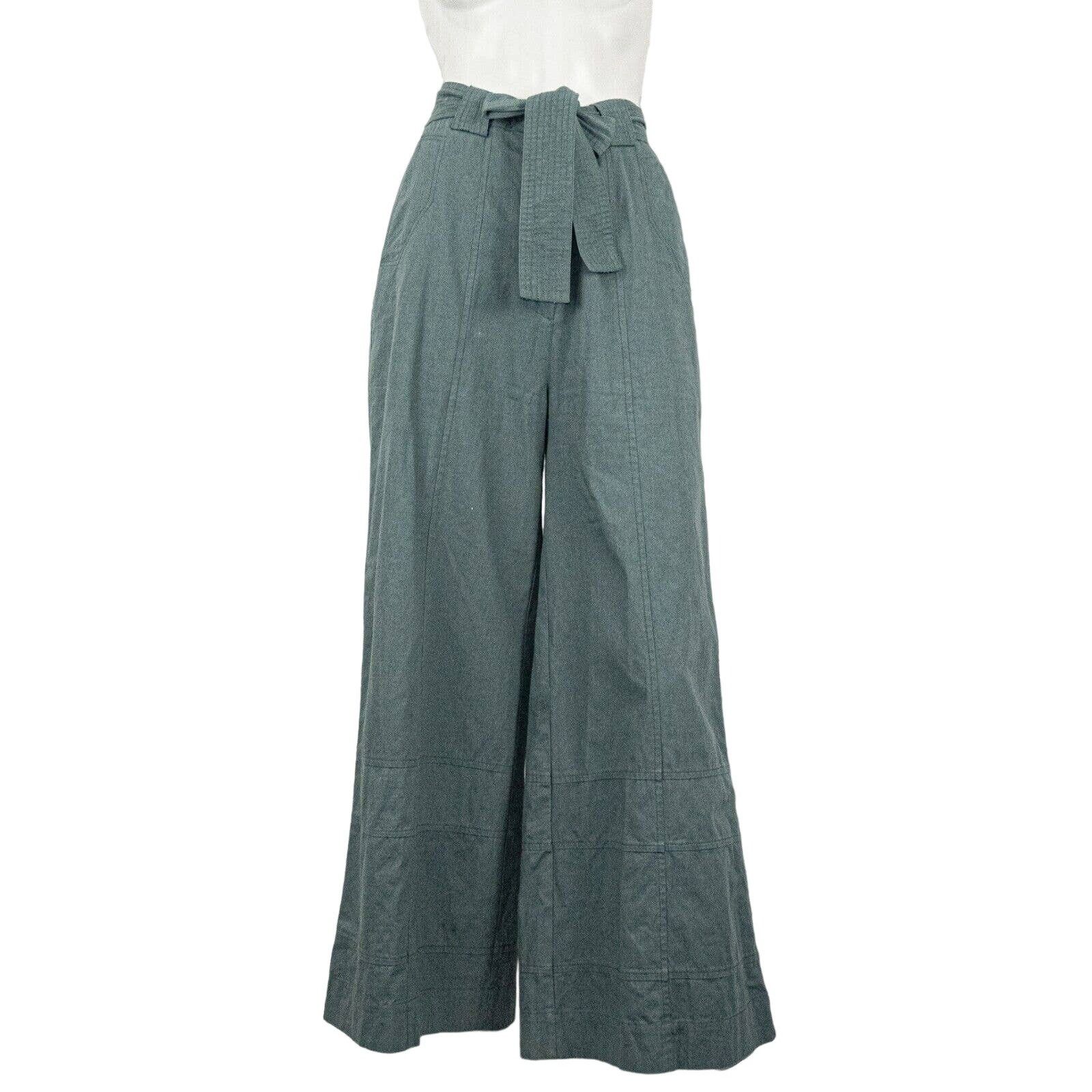 Mes Demoiselles Mes Demoiselles Women's Wide-Leg Belted Pants Teal Size 24" / US 00 / IT 34 - 3 Thumbnail