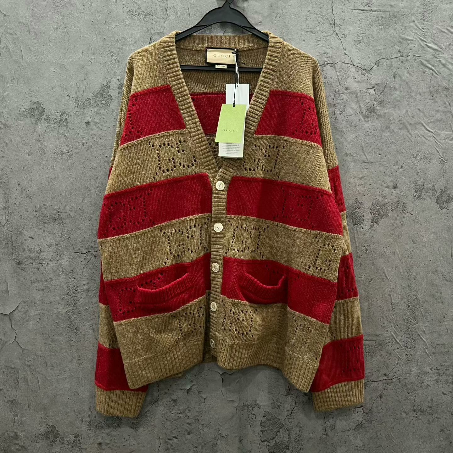 Gucci Gucci Double G Hollow Stripe Cardigan Size XL / US 12-14 / IT 48-50 - 1 Thumbnail