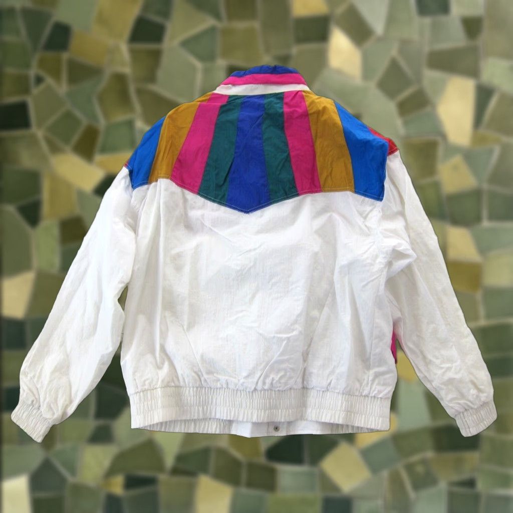 Haband Vtg Haband Nylon Pink Green Blue Yellow Rainbow Snap Pocket Track Jacket Large Size L / US 10 / IT 46 - 1 Thumbnail