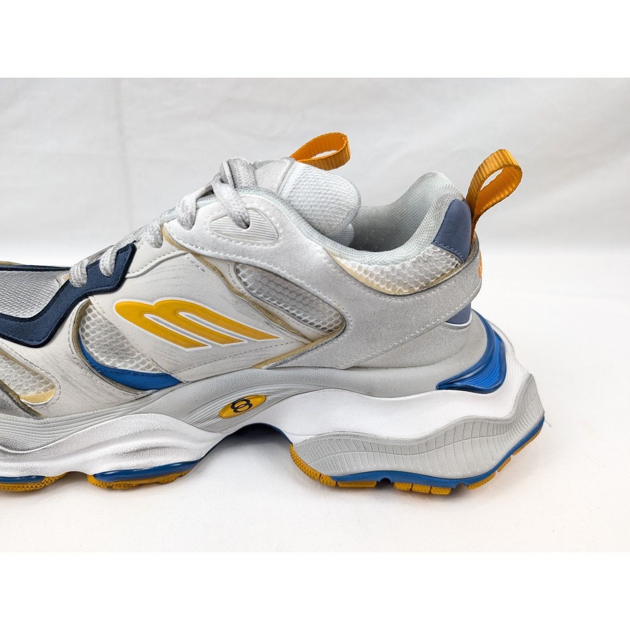 Balenciaga o1rshd1 Cargo Suede Low-Top Sneakers White/Grey/Orange/Blue Size US 12 / EU 45 - 4 Thumbnail