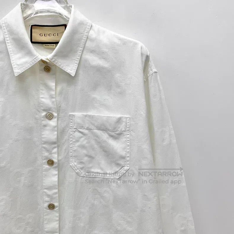 Gucci Gucci White double G full print lapel single-breasted cott Size S / US 4 / IT 40 - 3 Thumbnail