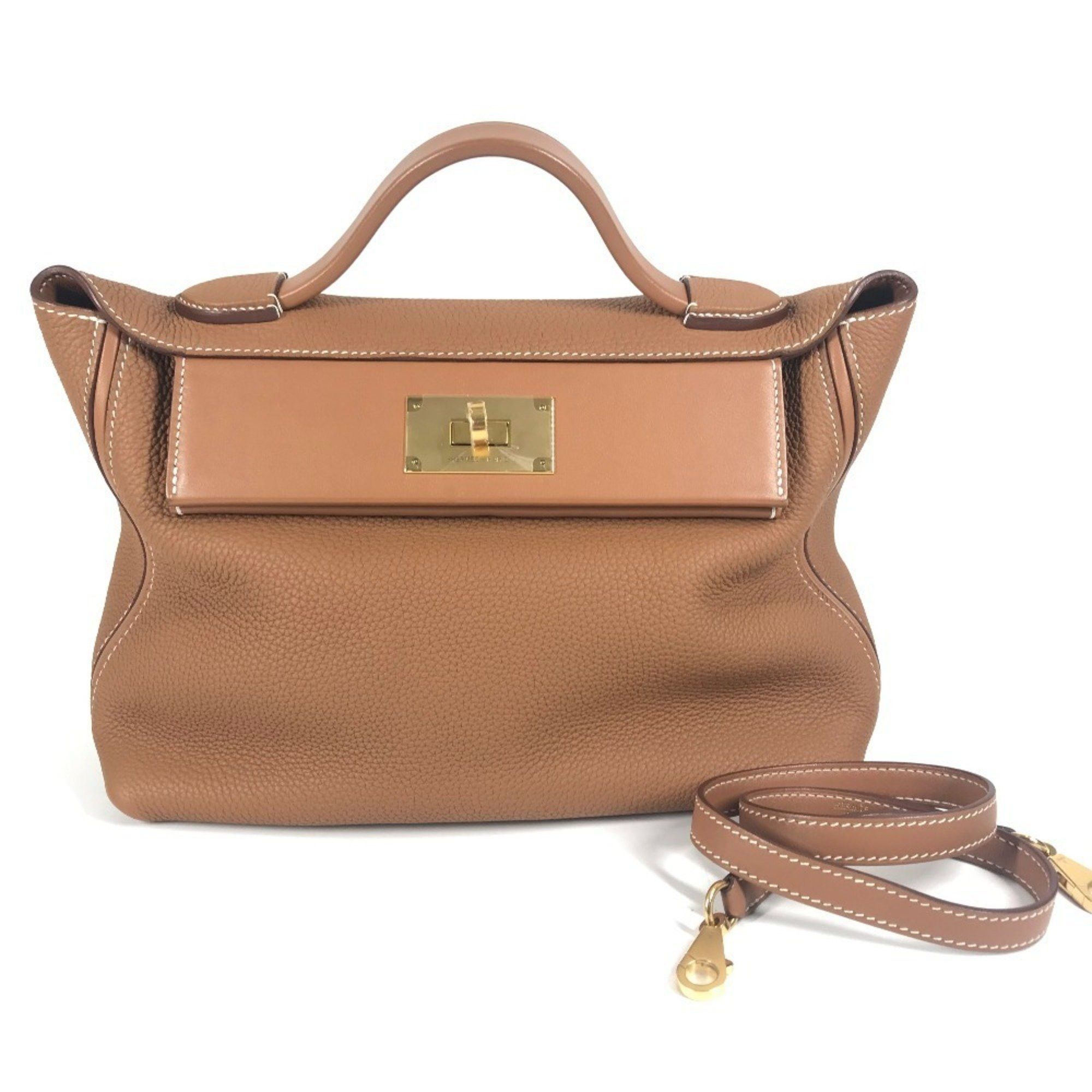 HERMES Sac 24 and Van Quatre 29 bags 2-way handbags shoulder Togo men's women's gold like new