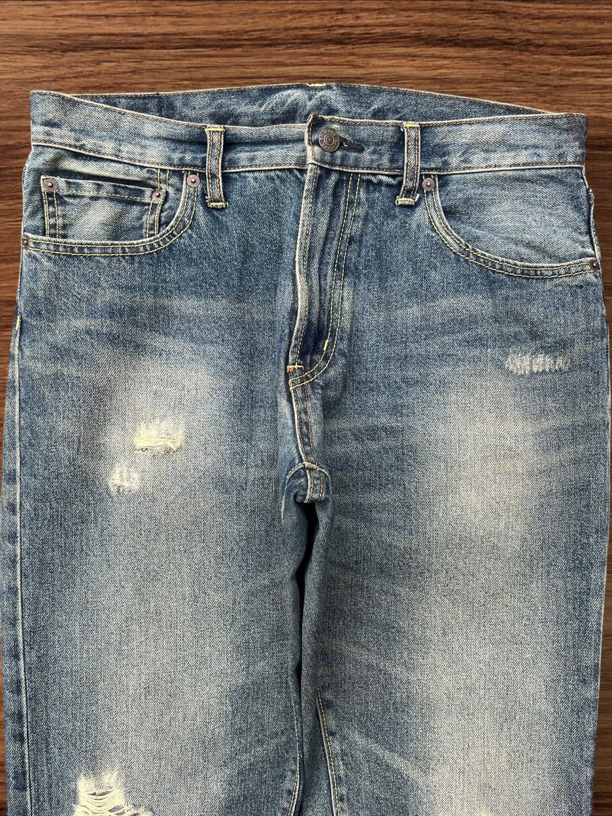 Japanese Brand Vintage Japanese Brand GU Distress Frayed Leg Blue Wash Jean Size US 32 / EU 48 - 4 Thumbnail