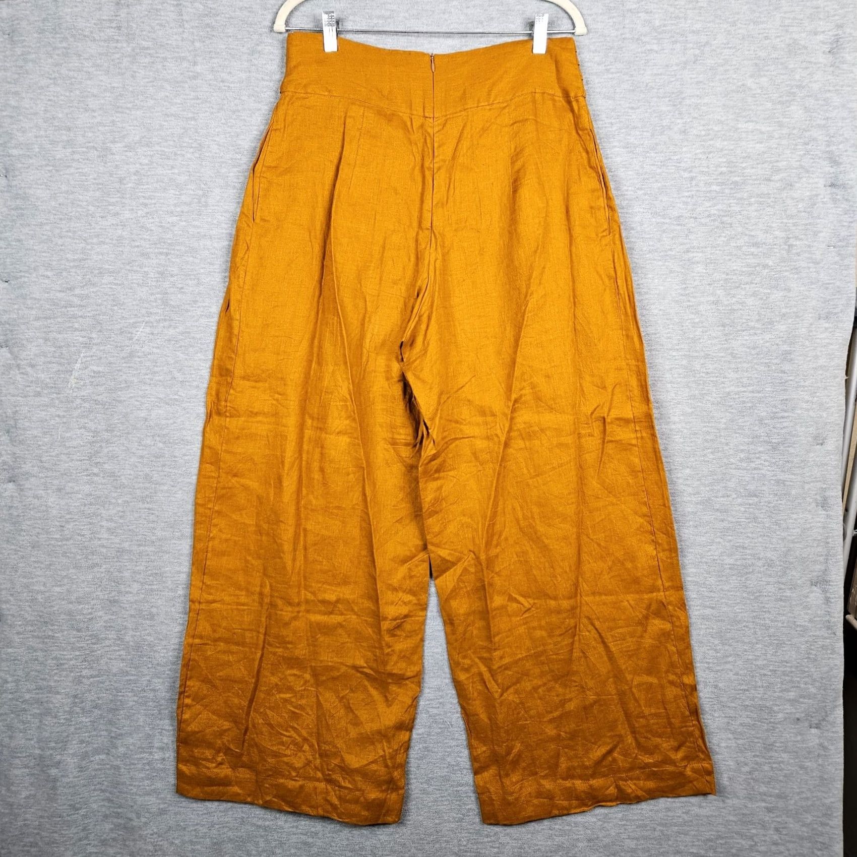 Vintage PAMPELONE Women's Mustard Yellow Pleated Wide Leg Casual Pants Size M Size 32" / US 10 / IT 46 - 2 Thumbnail