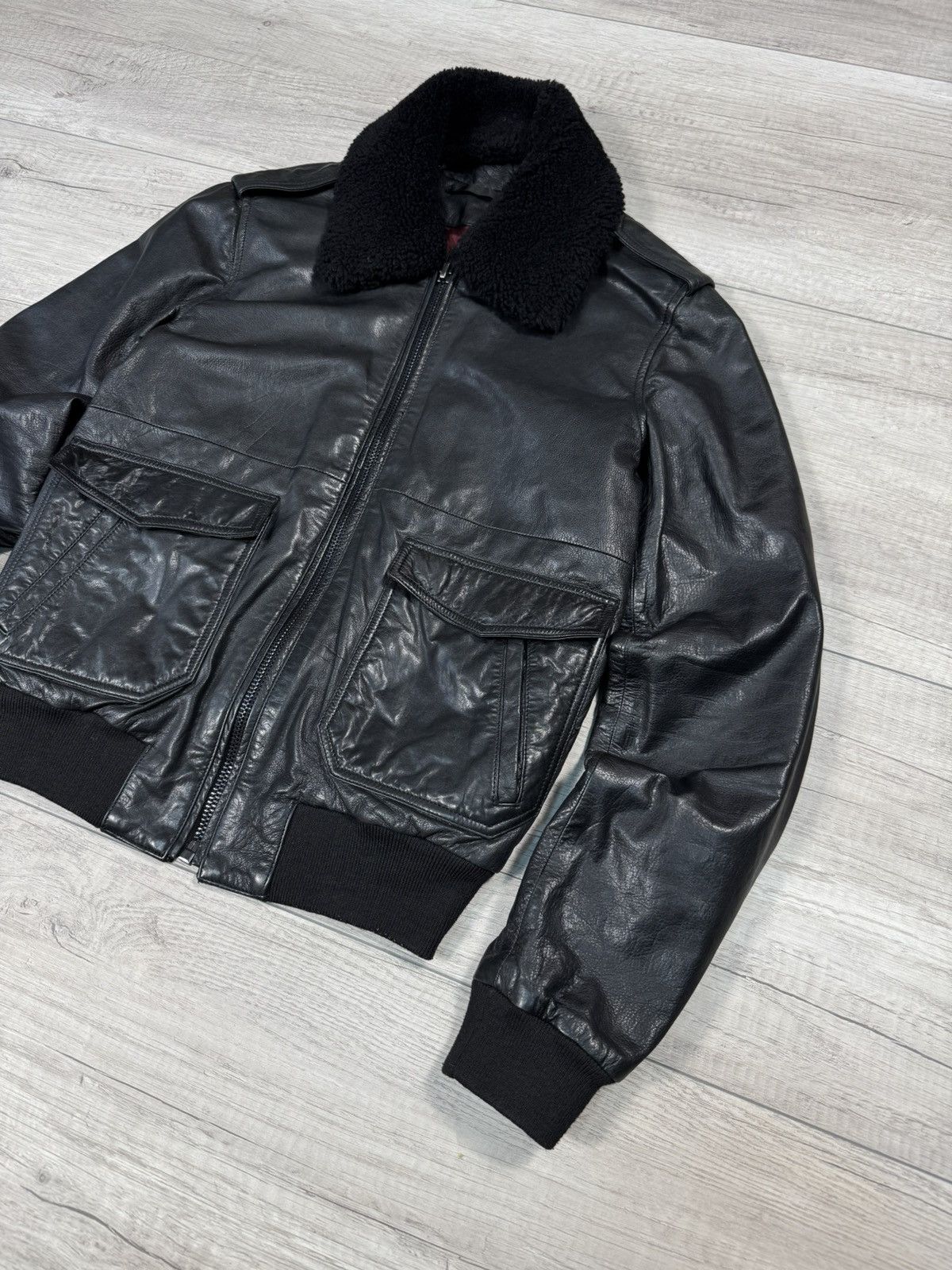 Blk Dnm BIk Dm Leather Flight Pockets Black Jacket Size S Size S / US 4 / IT 40 - 3 Thumbnail