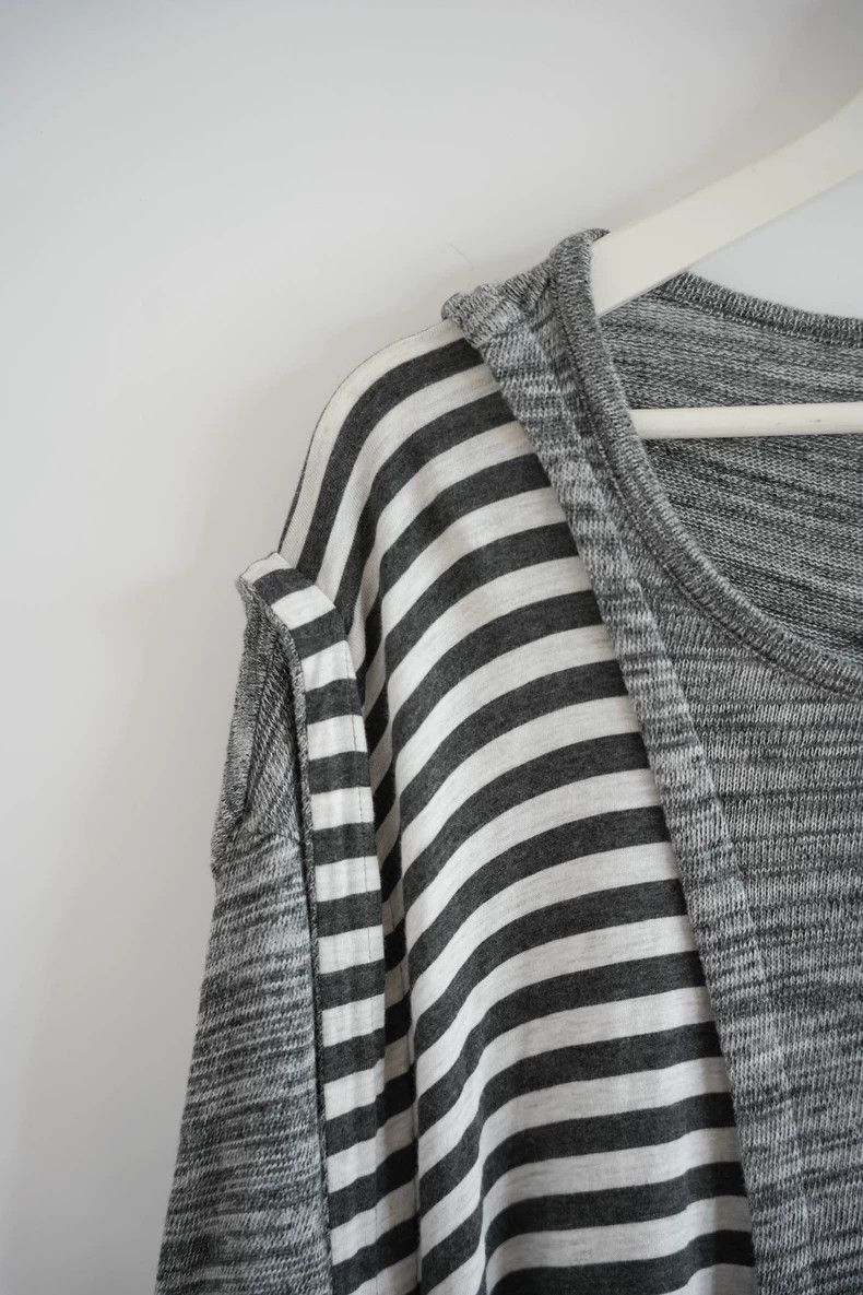 Yohji Yamamoto Yohji Yamamoto 15ss Grey Stripe Patchwork Short Sleeve 2502 Size US L / EU 52-54 / 3 - 3 Thumbnail