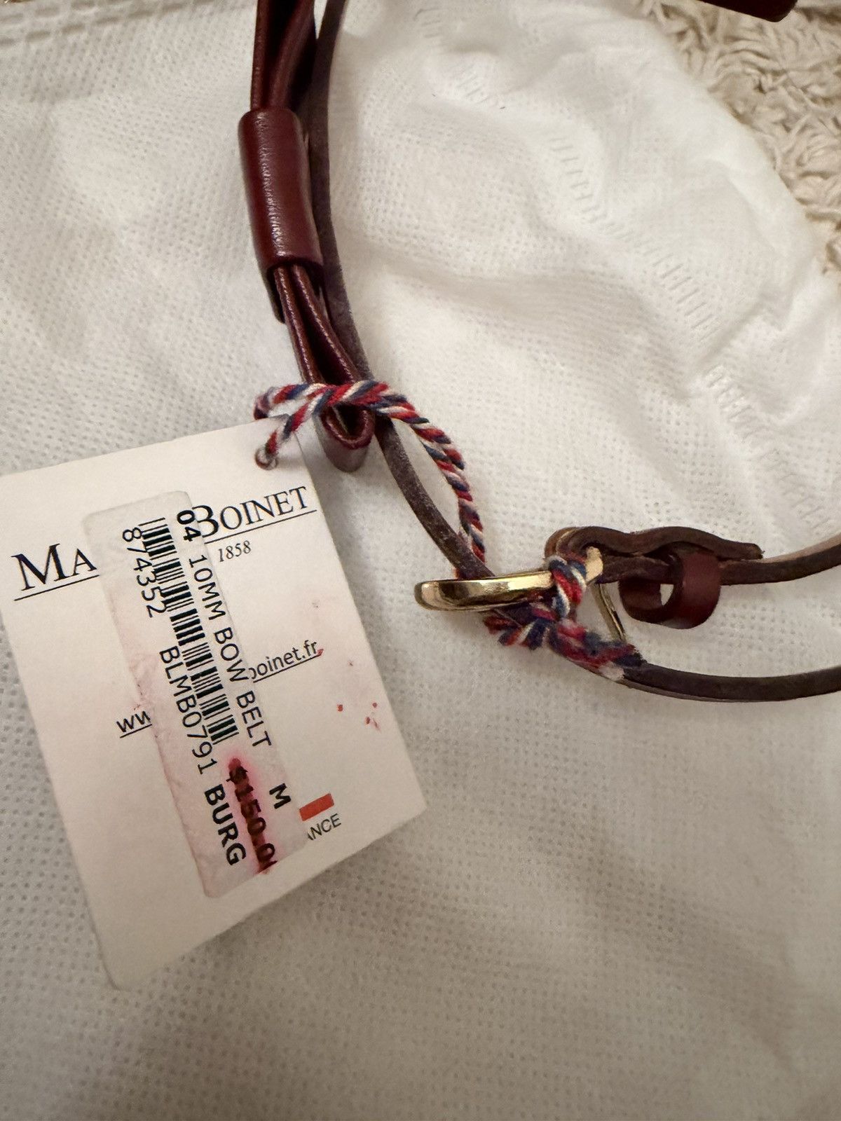Other MAISON BOINET FRANCE-MADE RED-BROWN LEATHER BOW TIE BELT Size ONE SIZE - 7 Thumbnail