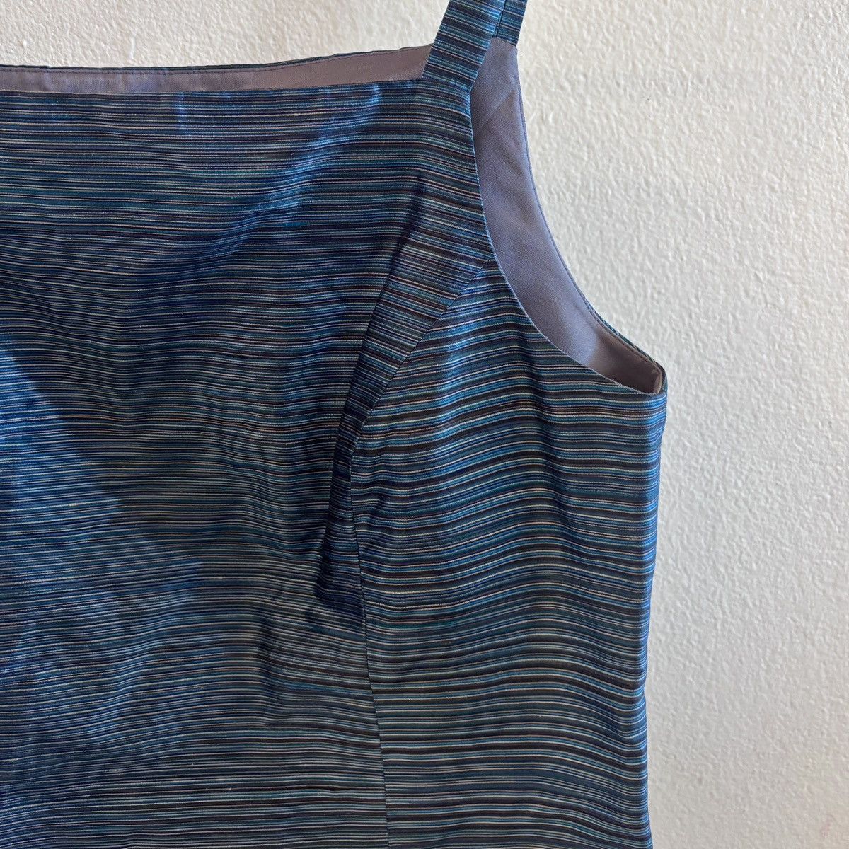 Kasper 90s Vintage Blue Striped Women's Crop Top Size XL / US 12-14 / IT 48-50 - 4 Thumbnail