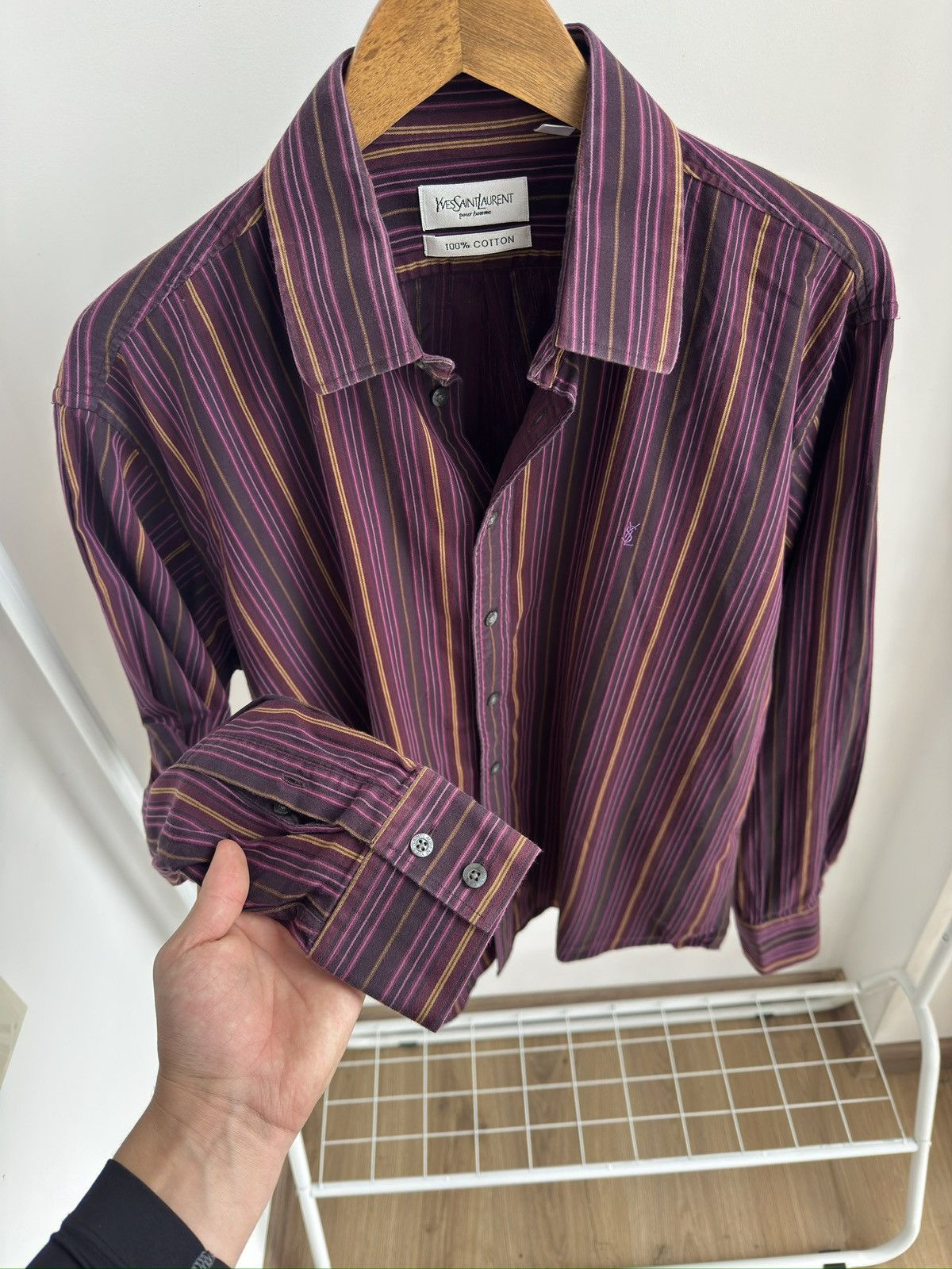 Yves Saint Laurent Vintage Yves Saint Laurent Stripped Purple button up shirt Size US L / EU 52-54 / 3 - 5 Thumbnail
