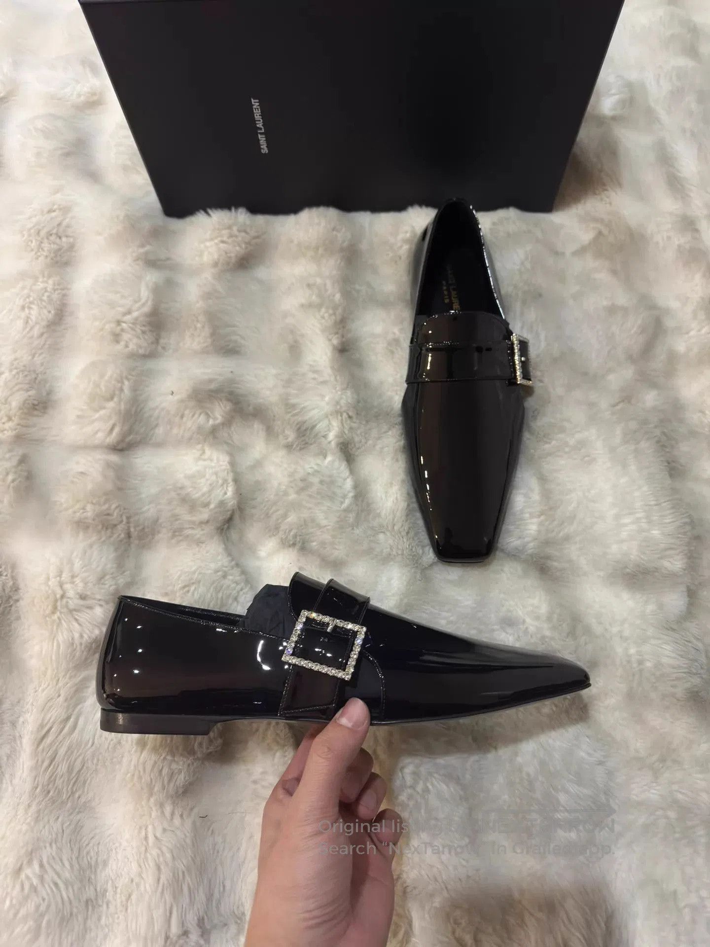 Yves Saint Laurent Black Patent Leather Slip. Size US 9 / EU 42 - 3 Thumbnail