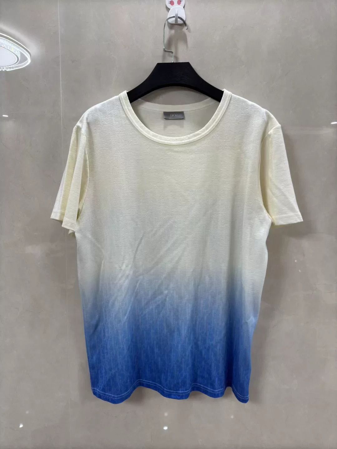 Dior Dior White-Blue Gradient Oblique Logo Knit Tee Size US L / EU 52-54 / 3 - 1 Thumbnail