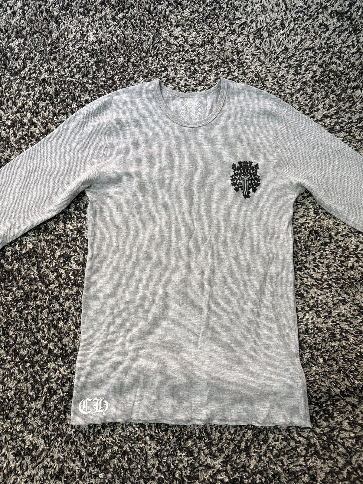 Chrome Hearts Grey Waffle Long Sleeve Dagger Shirt