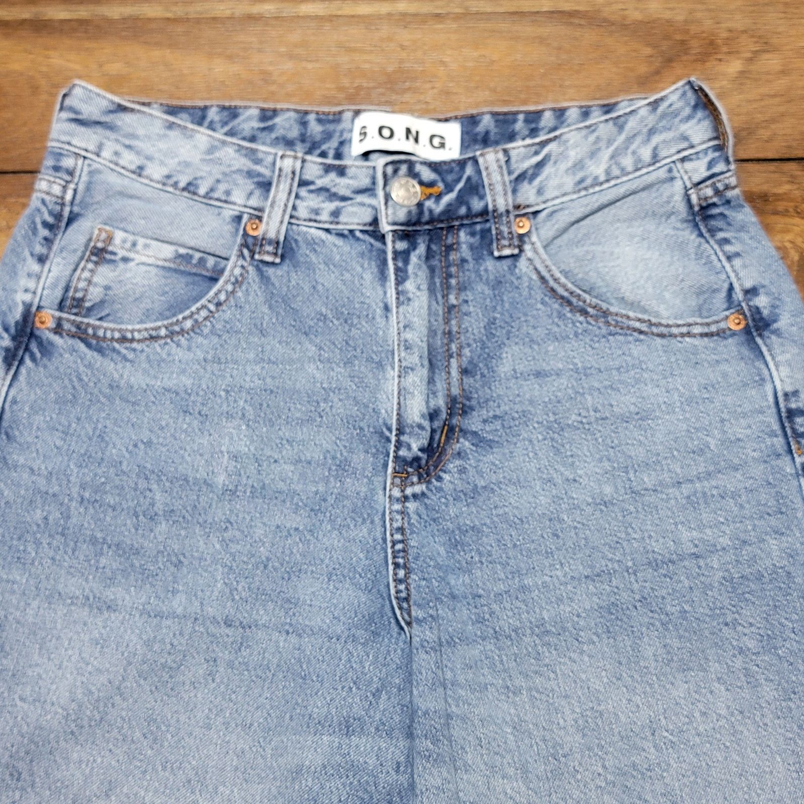 Other S.O.N.G. Wide-Leg Denim Jeans w/ Raw Hem - Size Junior 1/25 Size 27" / US 4 / IT 40 - 2 Thumbnail