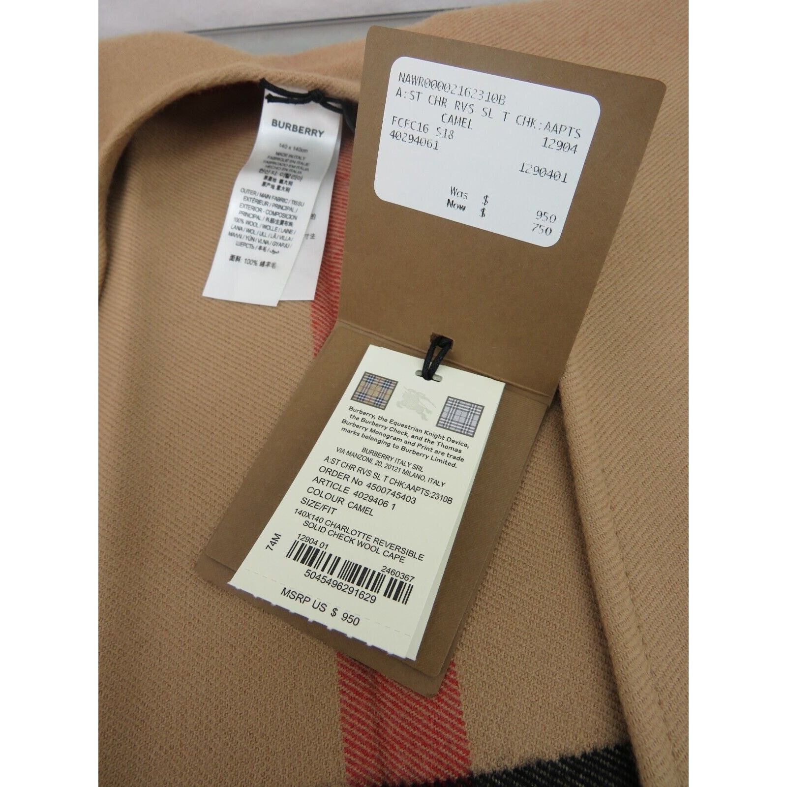 Burberry BURBERRY CHARLOTTE CAMEL WOOL CHECK REVERSIBLE PONCHO ITALY Size ONE SIZE - 12 Thumbnail