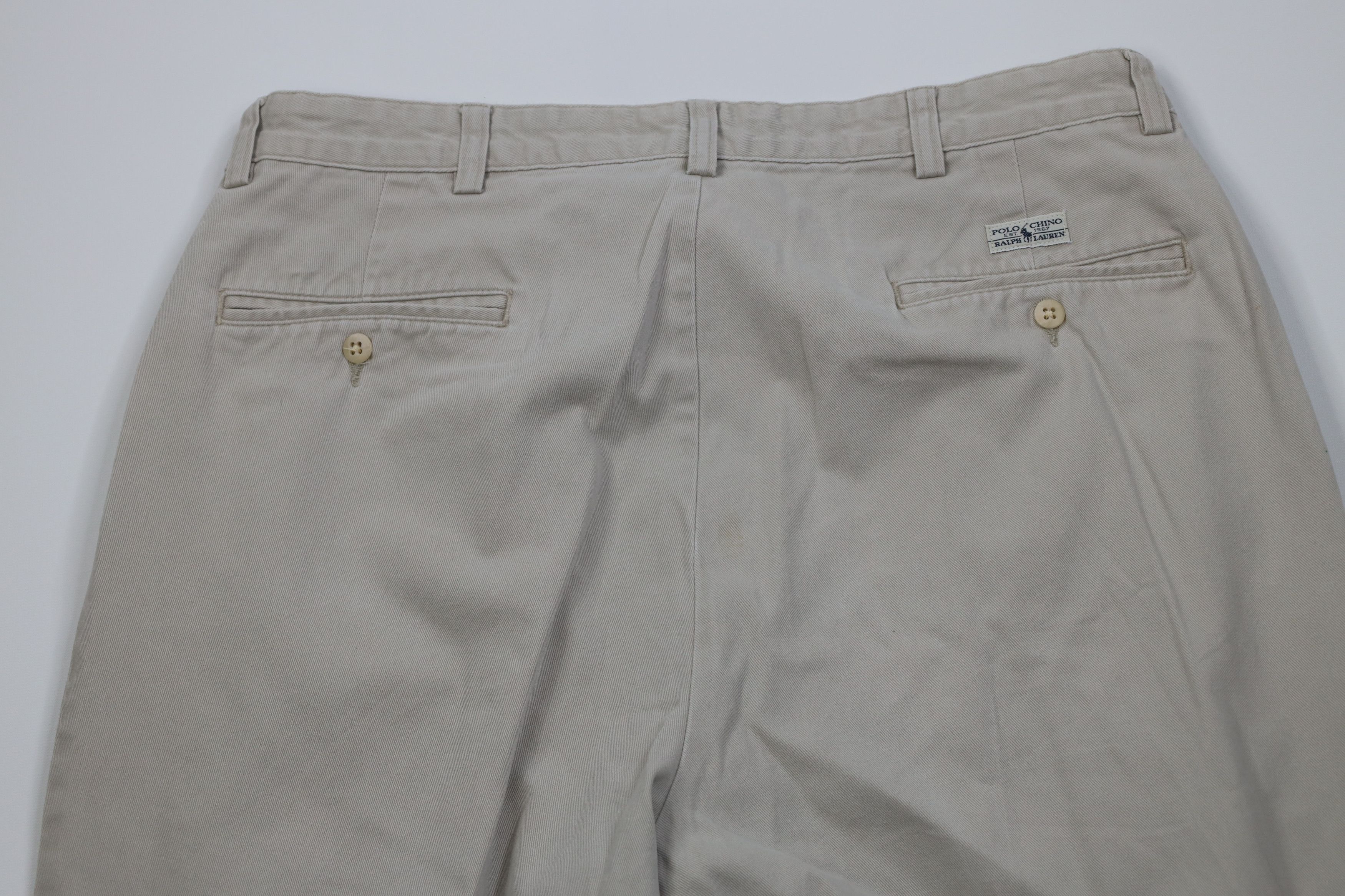 Ralph Lauren Vintage 90s Ralph Lauren Wide Leg Chino Pants Beige Cotton Size US 34 / EU 50 - 10 Thumbnail
