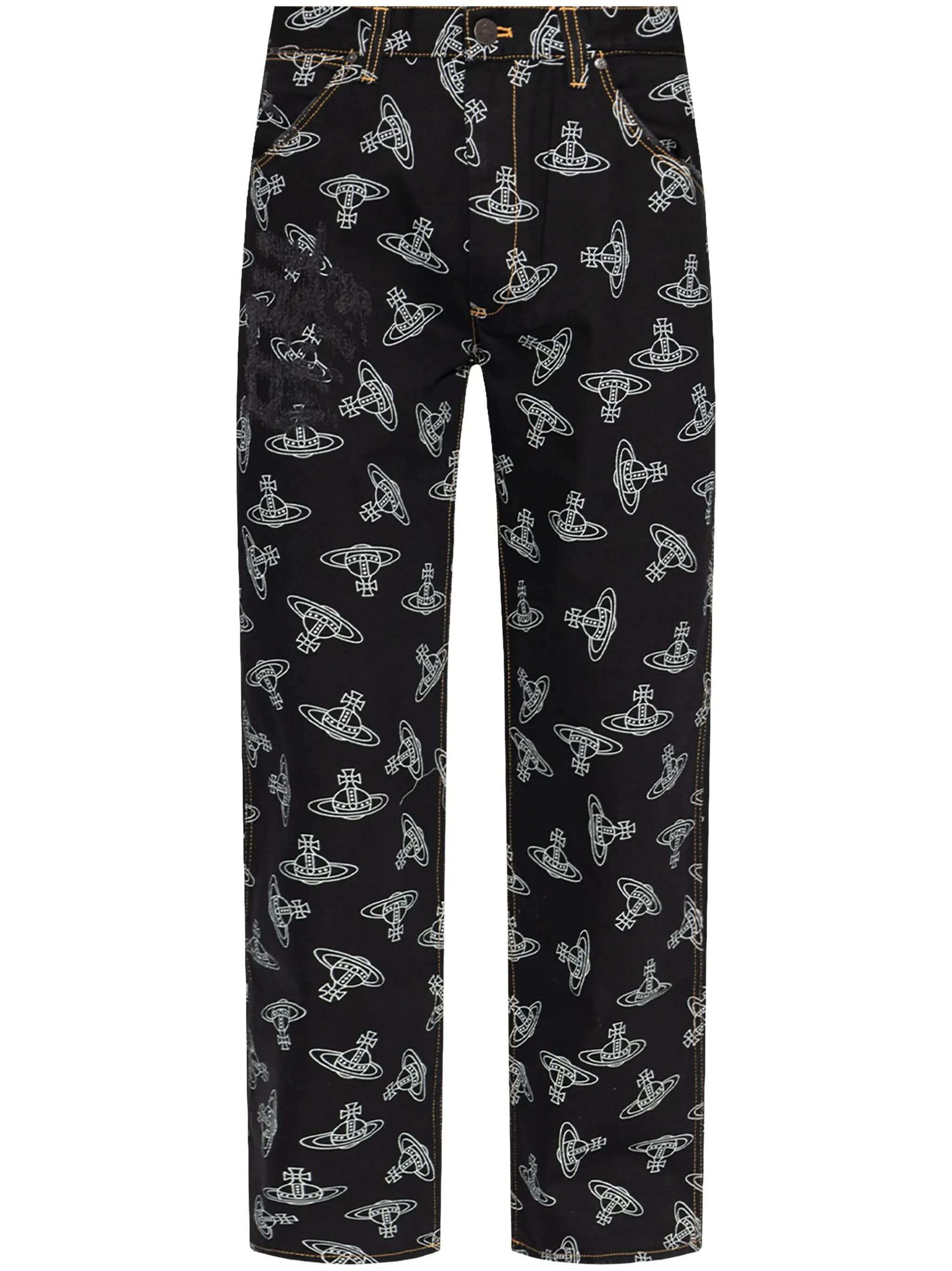 o1srvl11e0326 Orb-Print Regular-Fit Jeans in Black
