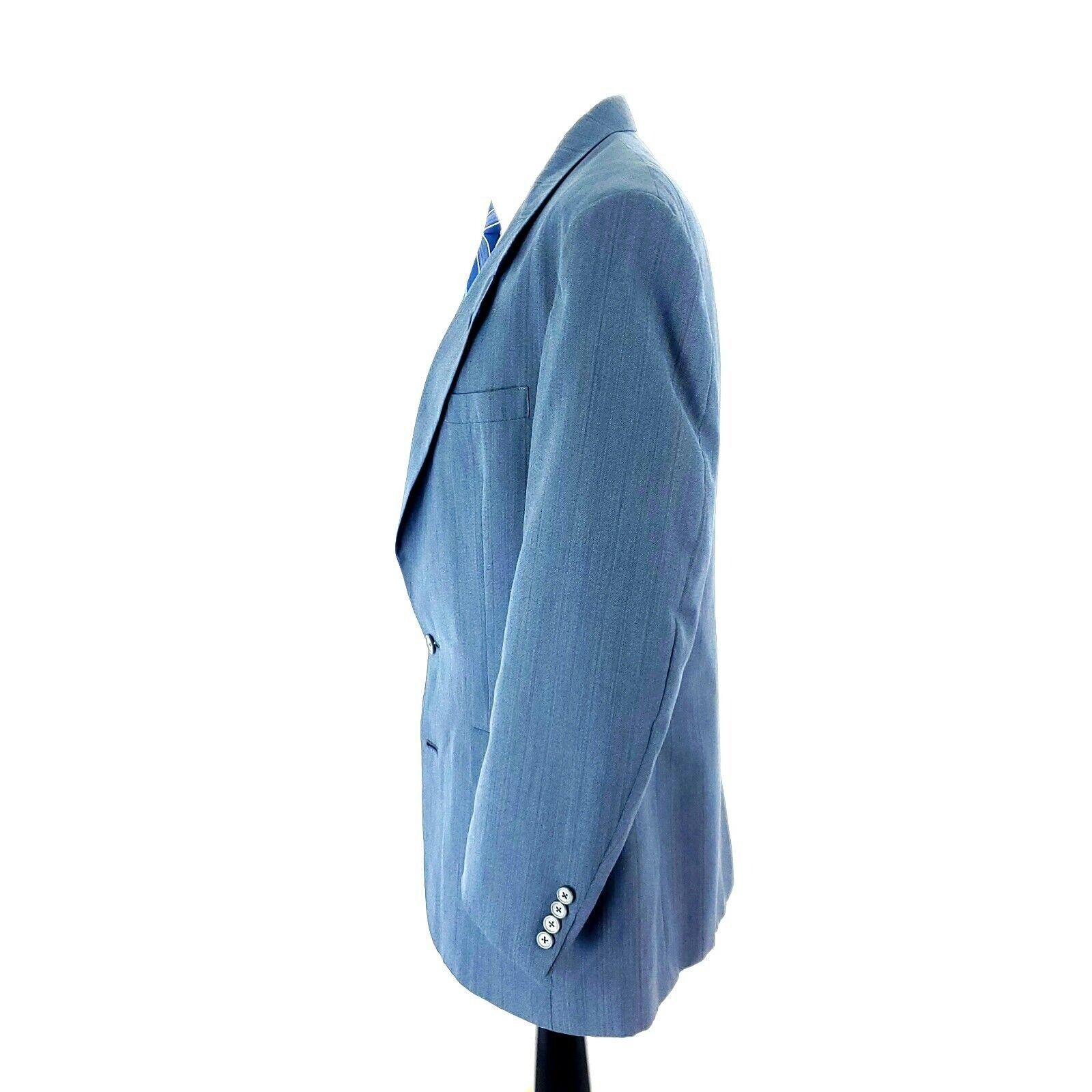 Austin Reed Austin Reed Wool 2 Button 2 Piece Suit 40L Gray Blue Striped Size 40L - 5 Thumbnail