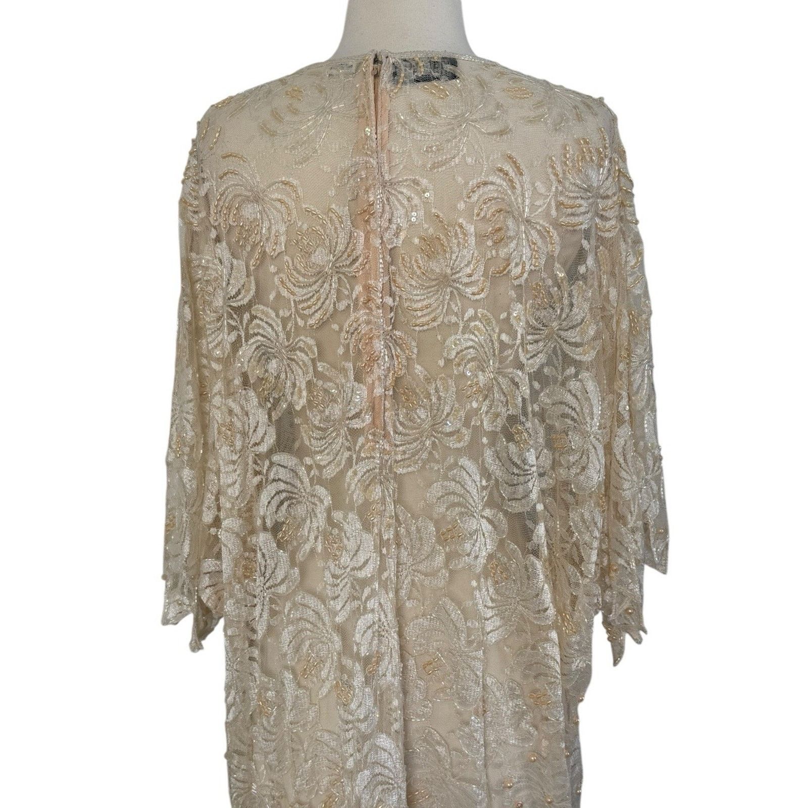 Other JAGSWEAR Vintage 100% Silk Shear Beaded 40s Flapper Dress 3X Size 3XL / US 20-22 - 11 Thumbnail