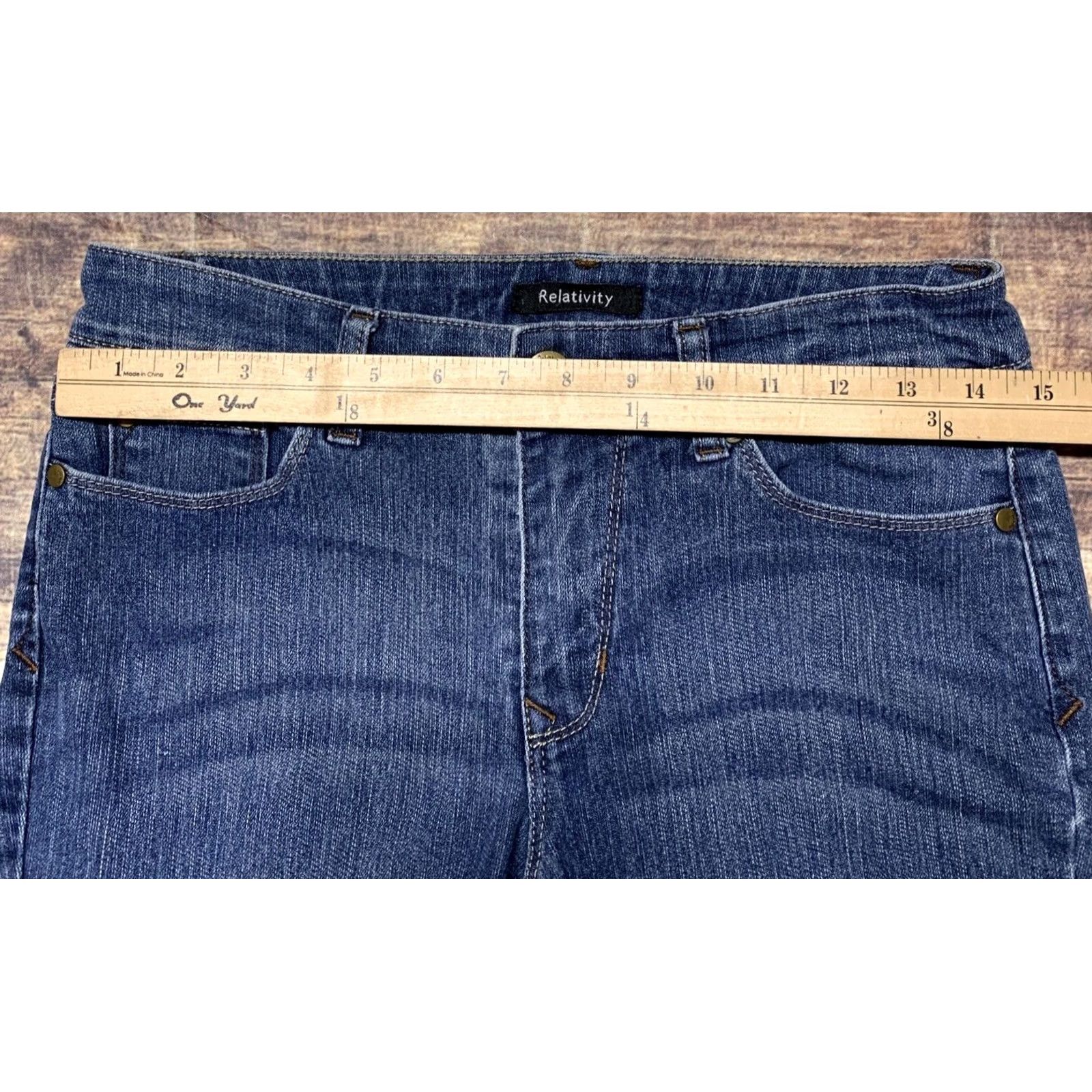 Denime Relativity Jeans Womens 8P Straight Medium Wash Denim Blue 30 x 26 Mid Regular - Jeans Size 30" / US 8 / IT 44 - 7 Thumbnail