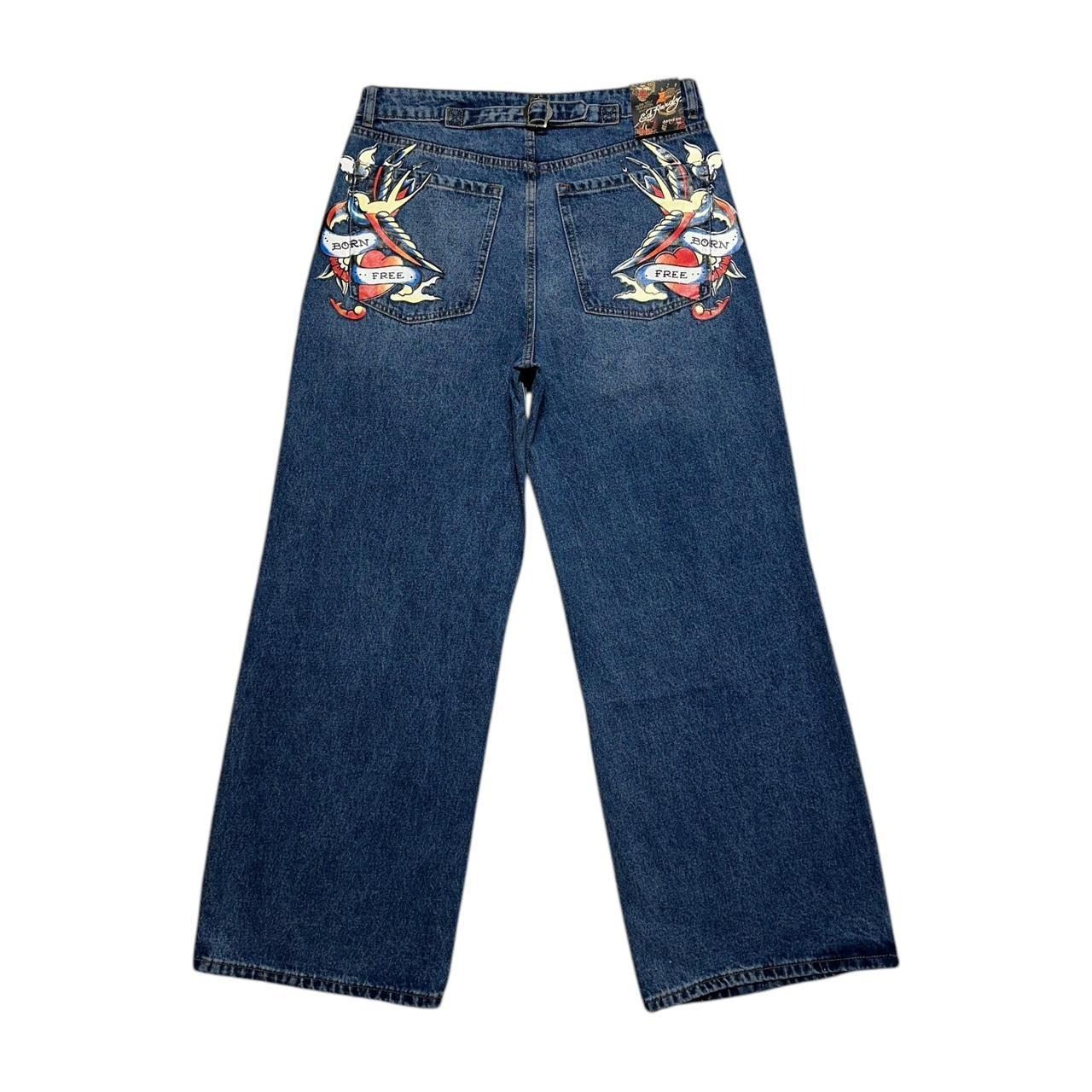 Ed Hardy × Vintage Ed Hardy Wide Leg Jeans Size 32" / US 10 / IT 46 - 1 Thumbnail