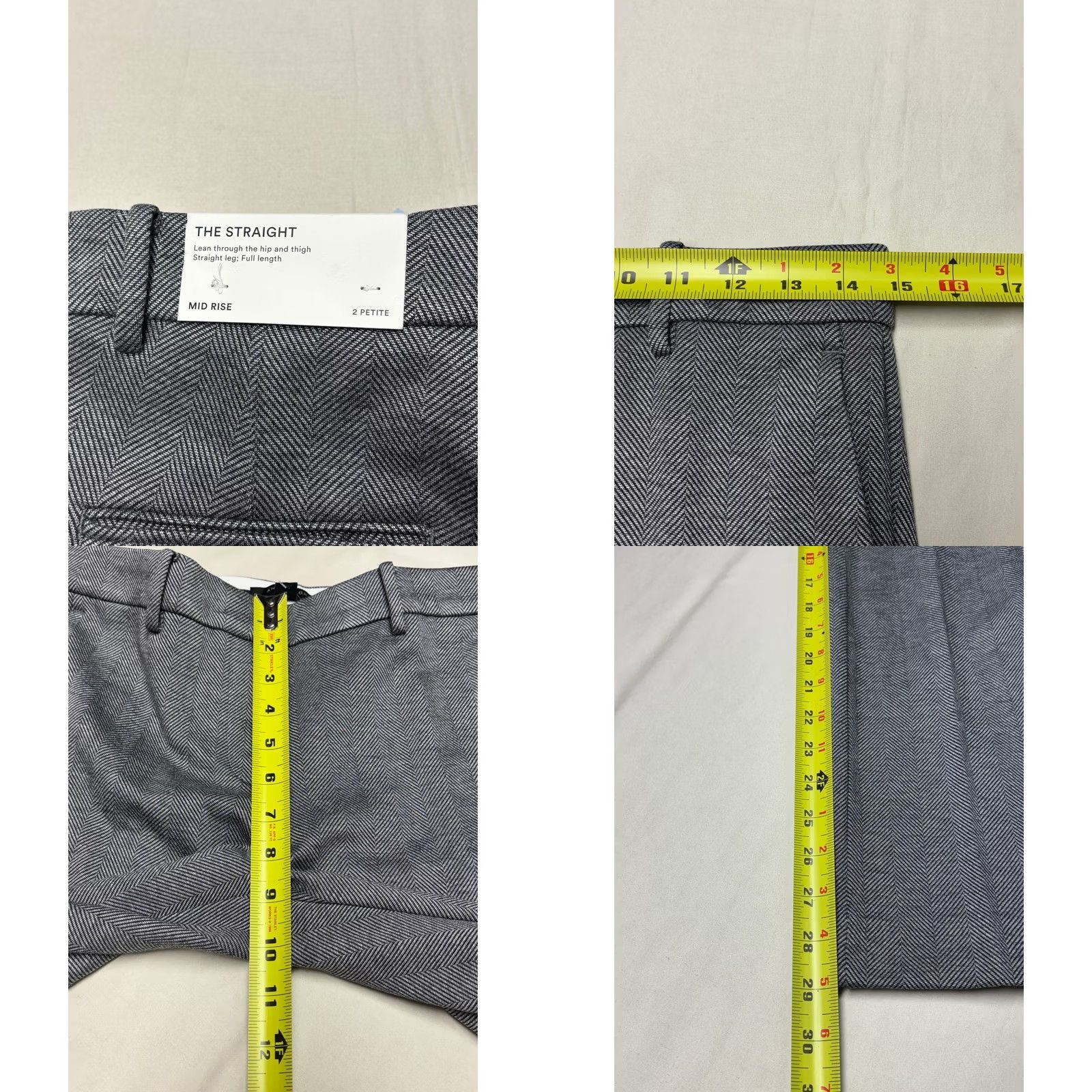 Ann Taylor Ann Taylor Pants Womens 2P Gray NWT The Straight Grey Herringbone Mid Rise W29 L29 Size 26" / US 2 / IT 38 - 8 Thumbnail