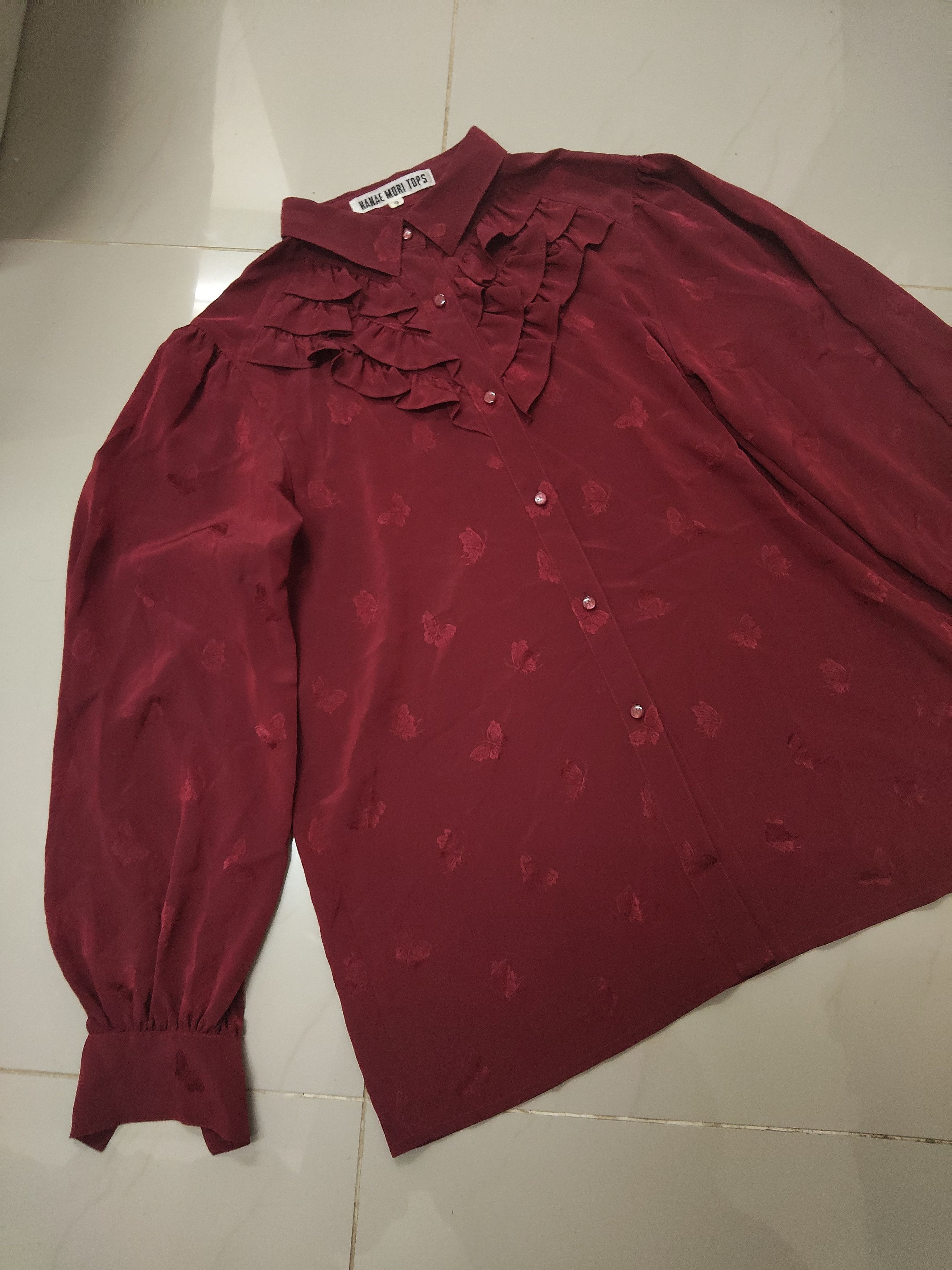 Hanae Mori Vintage Hanae Mori Butterfly ruffle tops Size M / US 6-8 / IT 42-44 - 3 Thumbnail